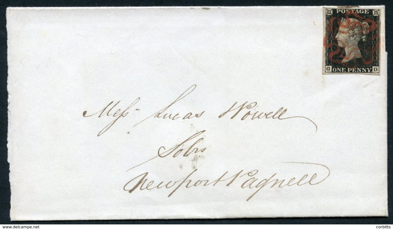 1840 July 10th Cover From Bedford To Newport Pagnell, Franked Pl.2 GD, Good To Large Margins, Cancelled By A Fine Centra - Other & Unclassified