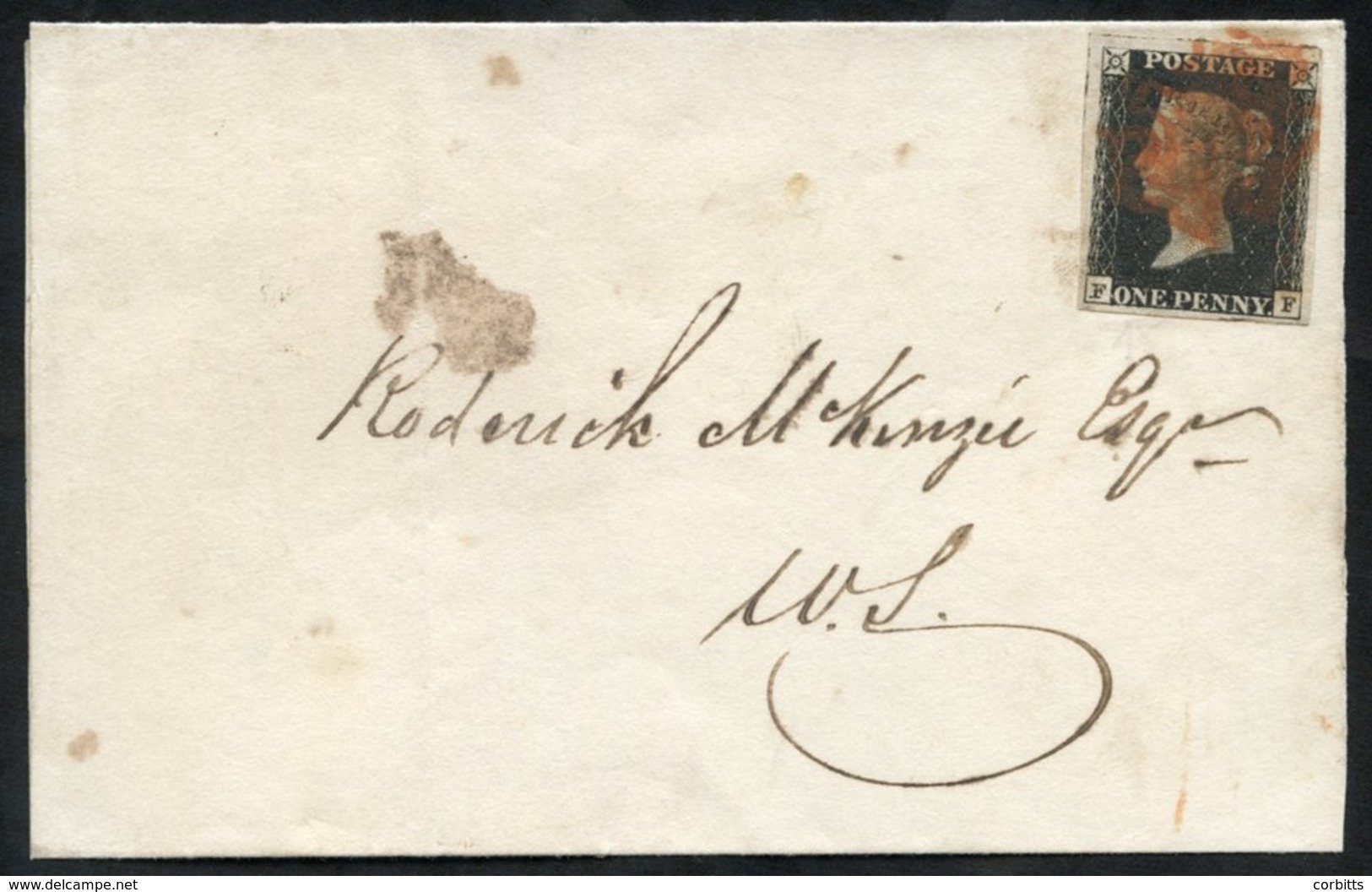 1841 Jan 18th Wrapper Used Locally In London, Franked Pl.5 FF, Large Margined Example Tied Red MC. (1) - Other & Unclassified