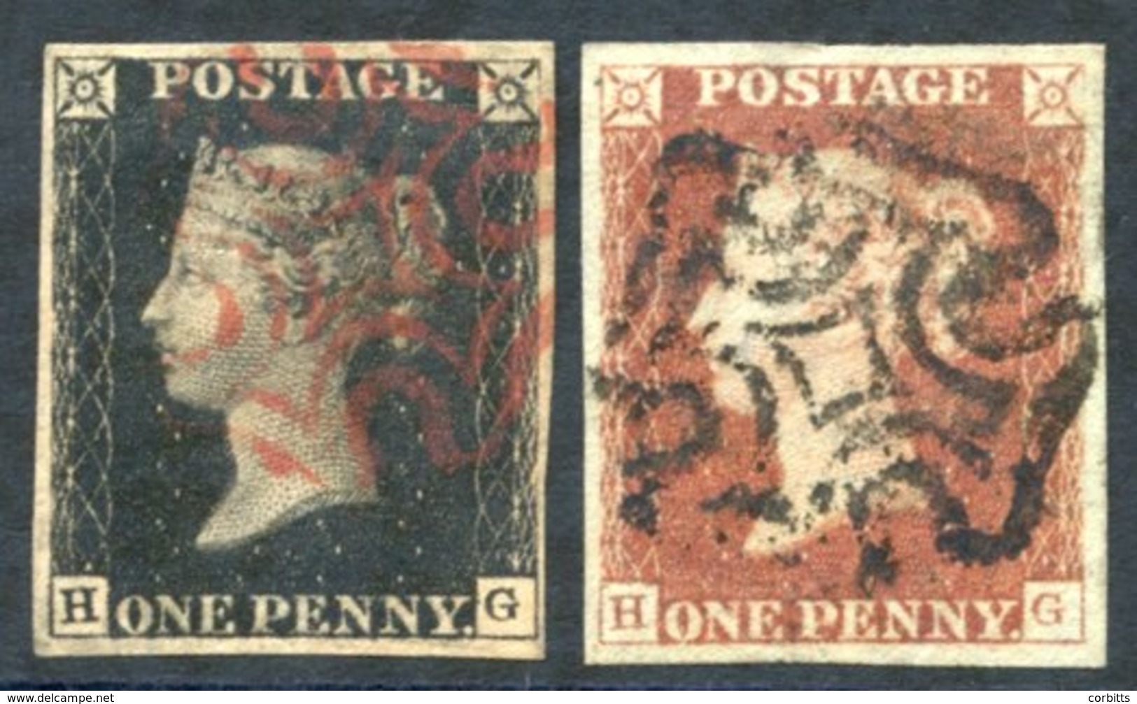Plate 5 HG, Four Good Margins, Fine Red MC, Matched With Red Printing - Four Large Margins, Fine Centrally Struck Black  - Other & Unclassified