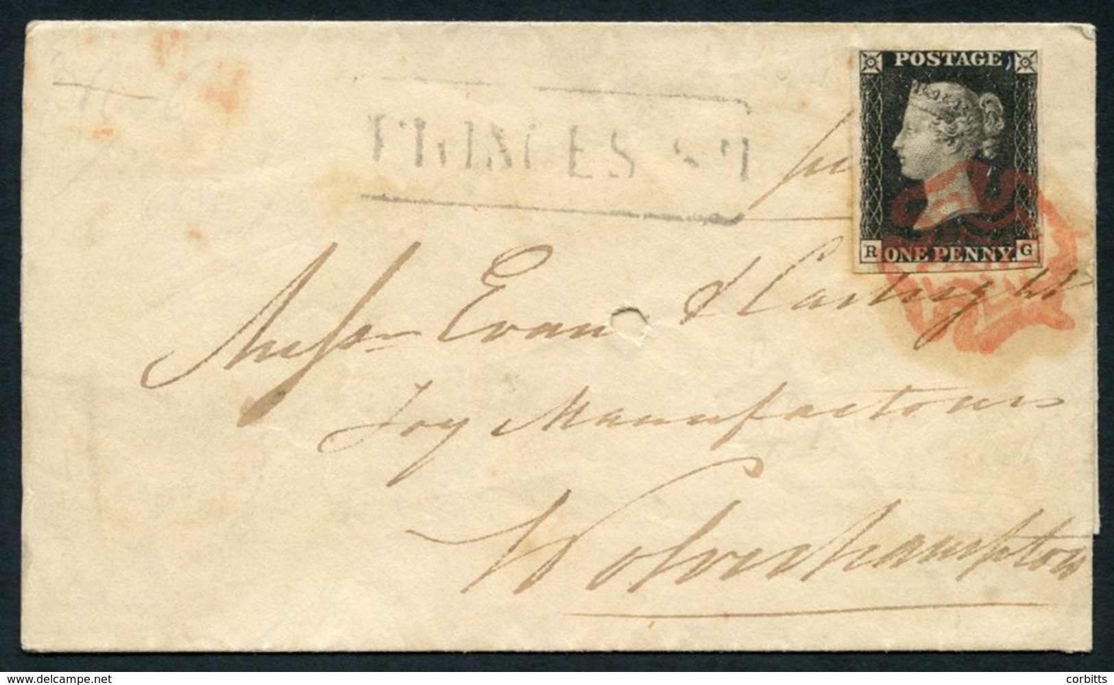 1841 Jan 28th Small Cover To Evans & Cartwright (toy Manufacturers, Wolverhampton), Franked Pl.6 RG, Good To Huge Margin - Other & Unclassified