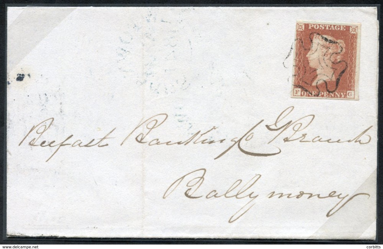 1841 Banking Newspaper From Newtownards To Ballymoney, Franked Pl.9 FG, Nice Four Margins, Tied VF Black Maltese Cross,  - Other & Unclassified