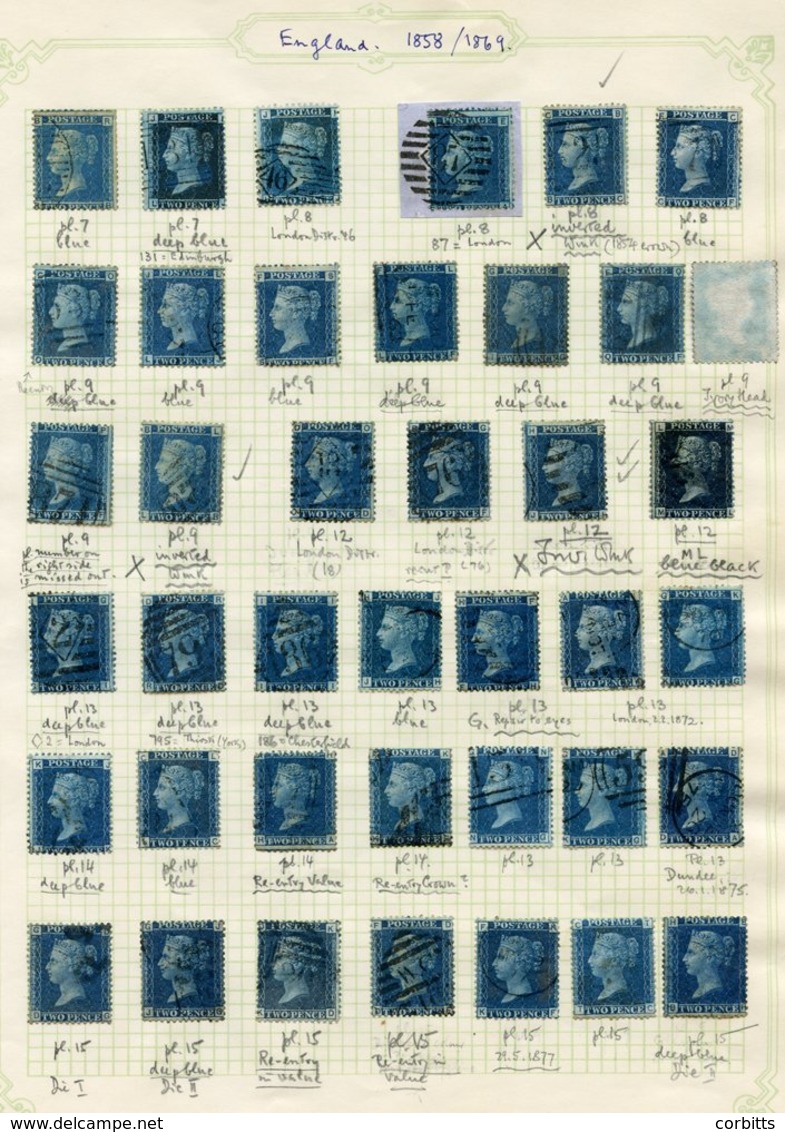 1858-70 2d Plates With At Least Three Of Each Except Pl.7 (2), Good To FU &includes Pl.8, Pl.9 & Pl.12 With Inverted Wmk - Other & Unclassified