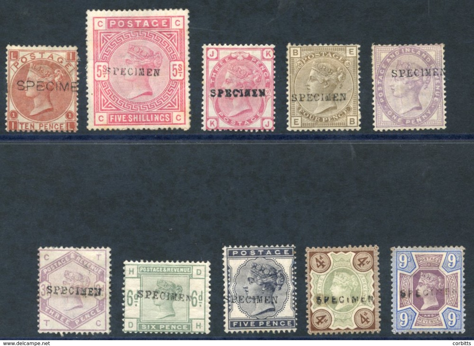 1867-92 Small Selection Of 'SPECIMEN' Opts, Poor To Fair Incl. 1867-80 10d Type 2, 1883-84 5s Type 9 Etc. (10) - Other & Unclassified