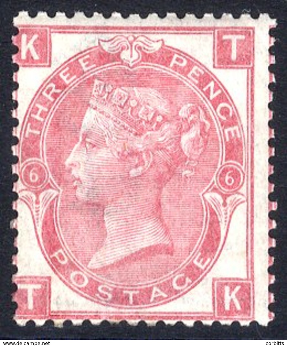 1867-80 3d Rose, SG. 103, Plate 6 TK, Off Centre, Fresh M. Cat. £550 - Other & Unclassified