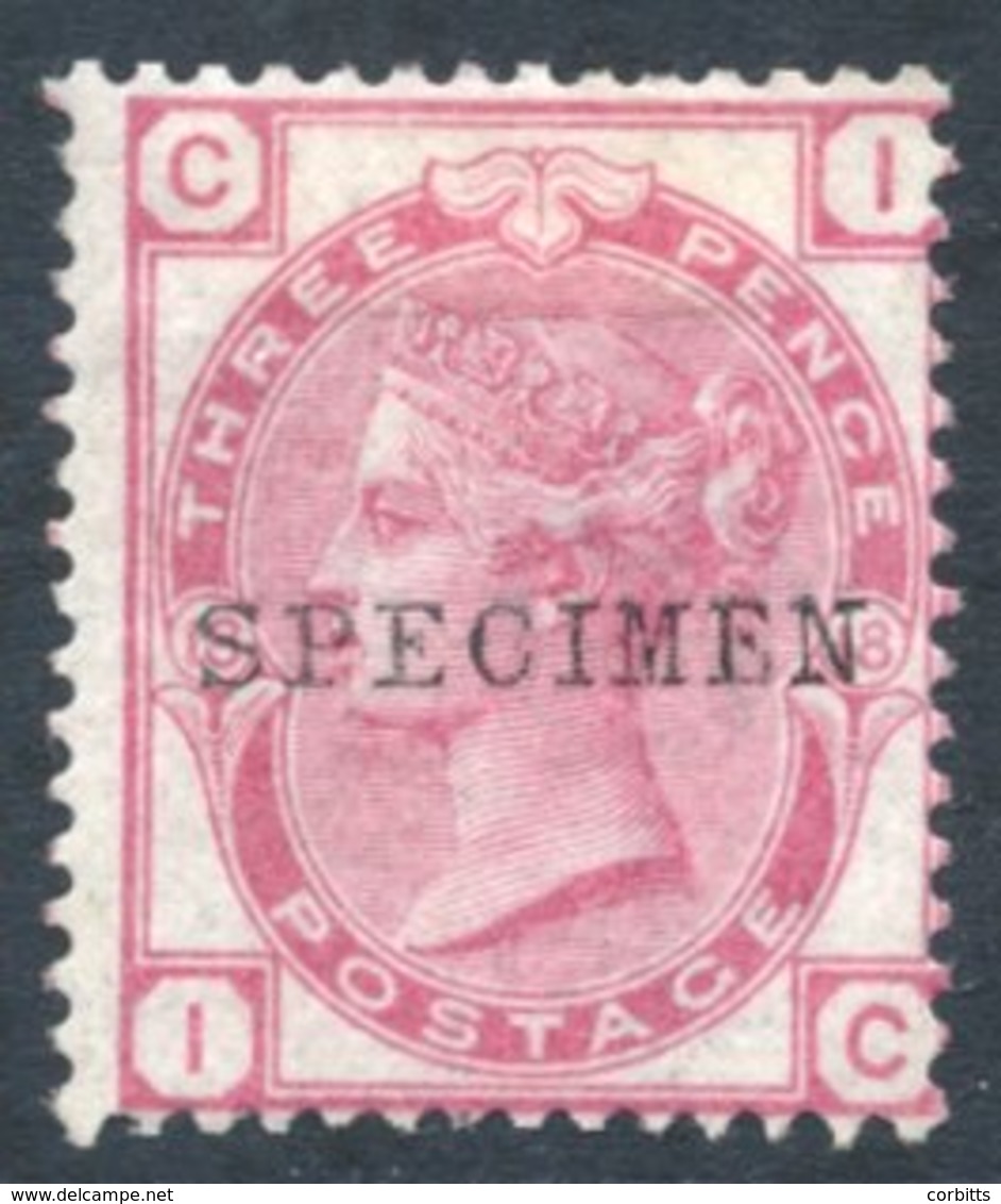 1873 3d Rose Plate. 18 Optd SPECIMEN, Type 9, Fine M. SG.143s. Cat. £350 - Other & Unclassified
