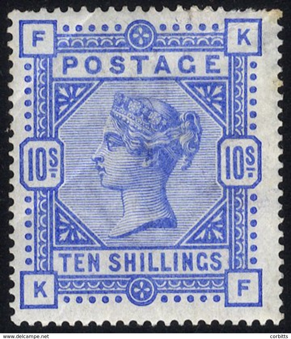 1883-84 10s Ultramarine KF, M Example, Foxed & Creased & With A Few Short Perfs At Top Right Hand Corner. SG.183. Cat. £ - Other & Unclassified