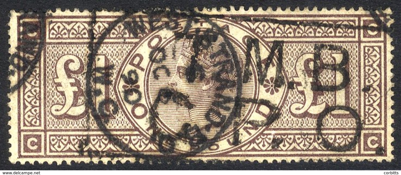 1884 Wmk Crowns £1 Brown Lilac, FU With C.d.s's And Boxed Cancel, Excellent Colour & Well Centred, SG.185. (1) - Other & Unclassified