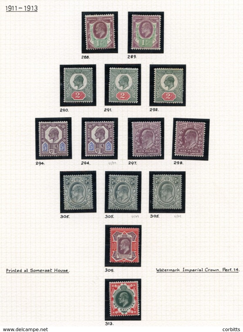 1911-13 Somerset House 1½d (2), 2d (3), 5d (2), 6d (2), 7d (3), 10d & 1s, Fresh M. - Other & Unclassified