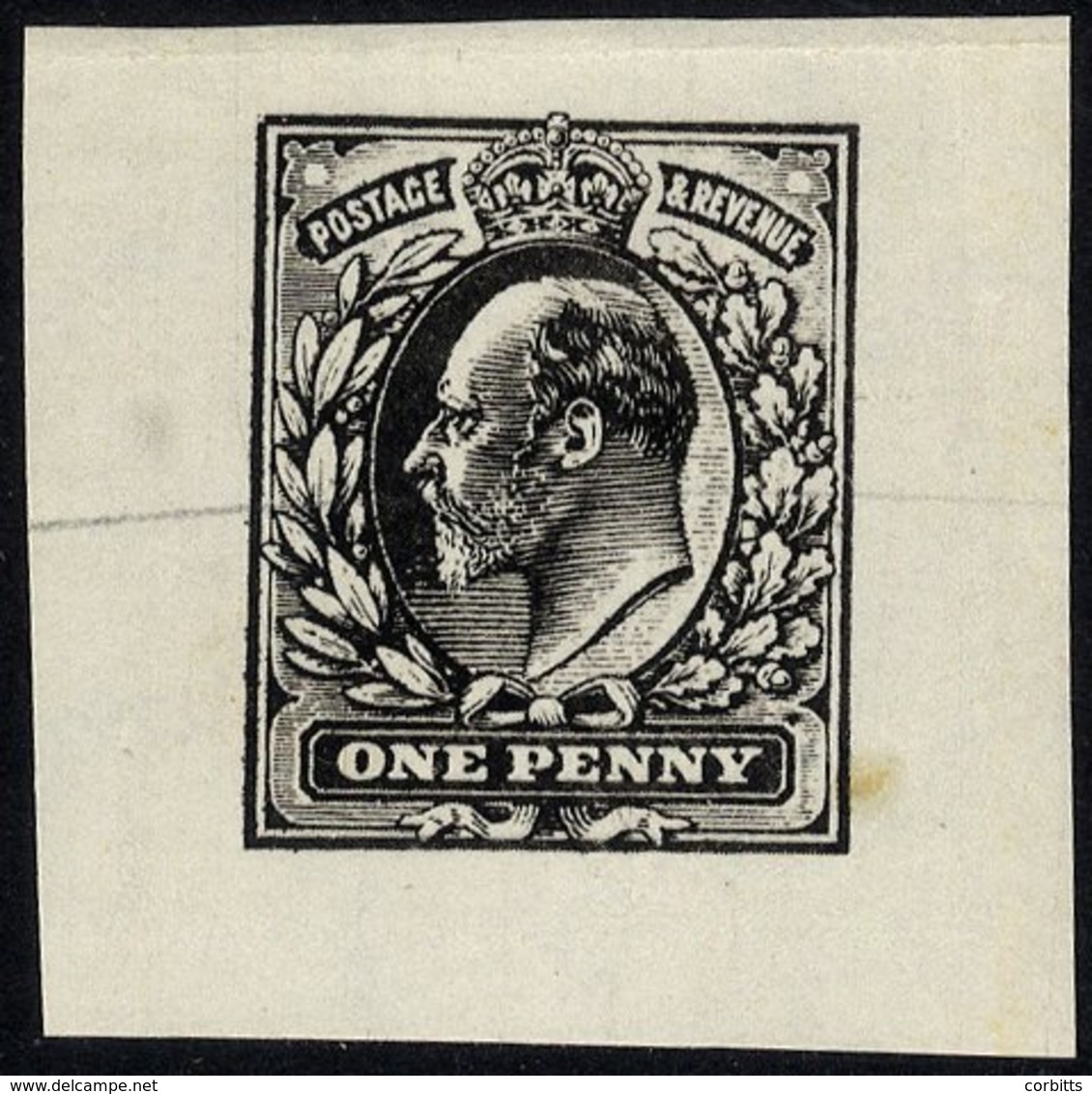 1913 Tender Essays By Bruckman Of Munich, Germany For The KEVII One Penny Image, Large Format In Black On Watermarked Pa - Other & Unclassified