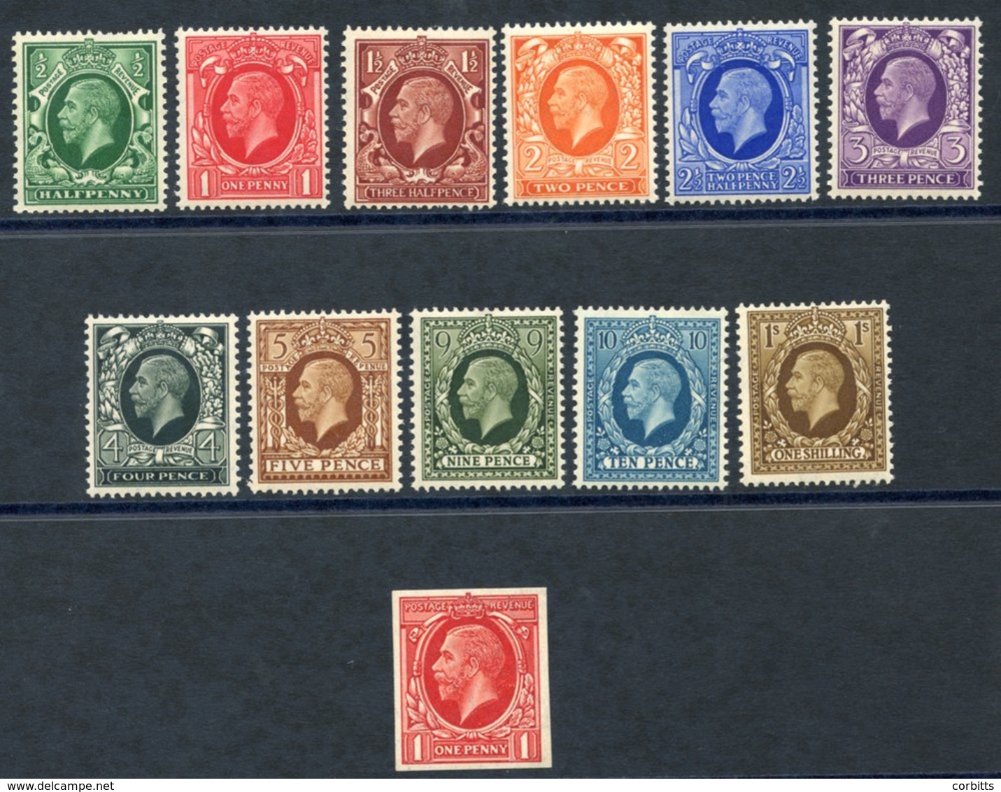 1934 Photogravure 1d Scarlet (large Head) Imperforate Essay Wmk Block Cypher, Light Gum Crease, Also The Basic Set Of 11 - Other & Unclassified