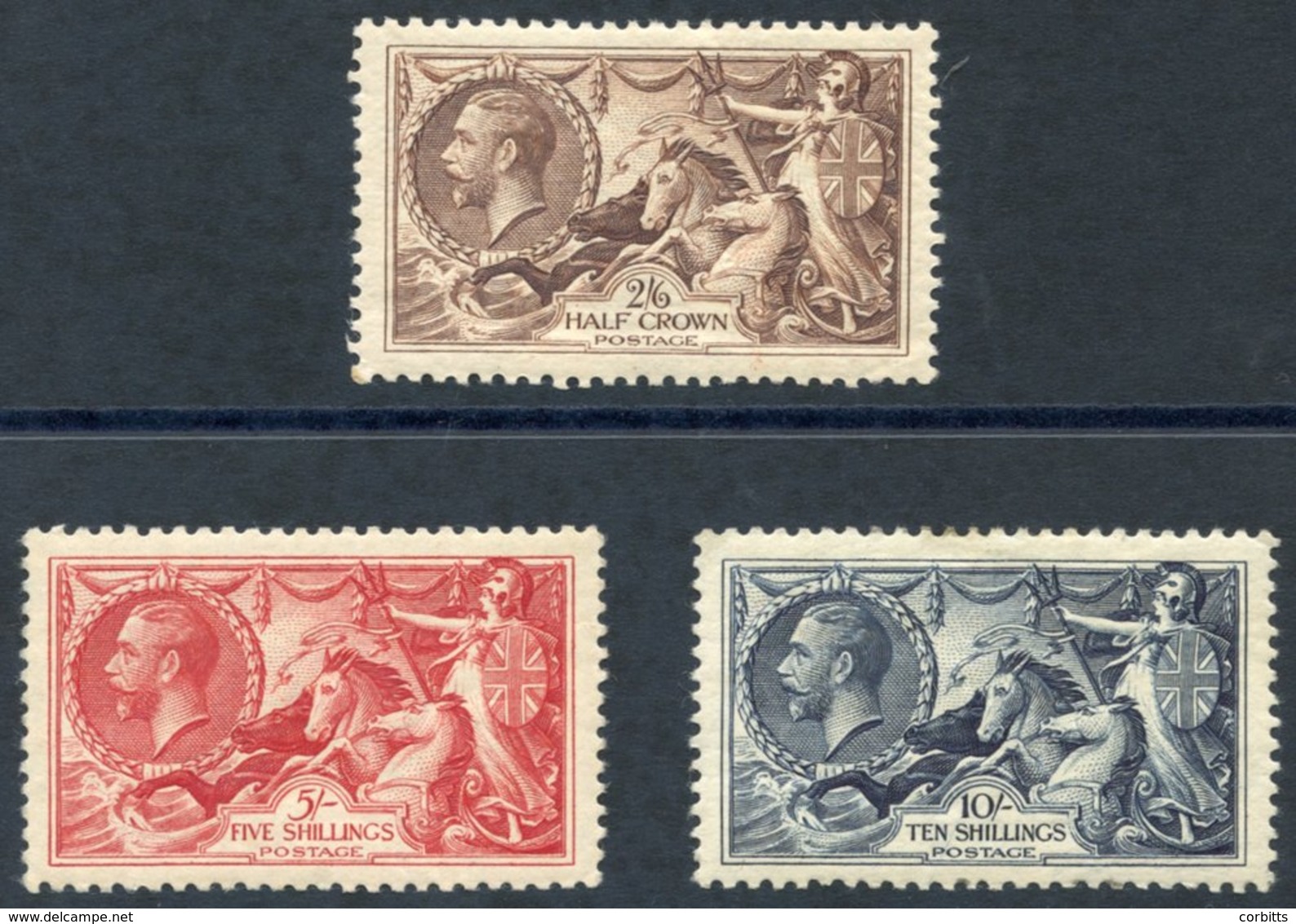 1934 Re-engraved Set, M (2/6d Has Horizontal Gum Bend, 5s & 10s Fine), SG.450/2. (3) - Other & Unclassified