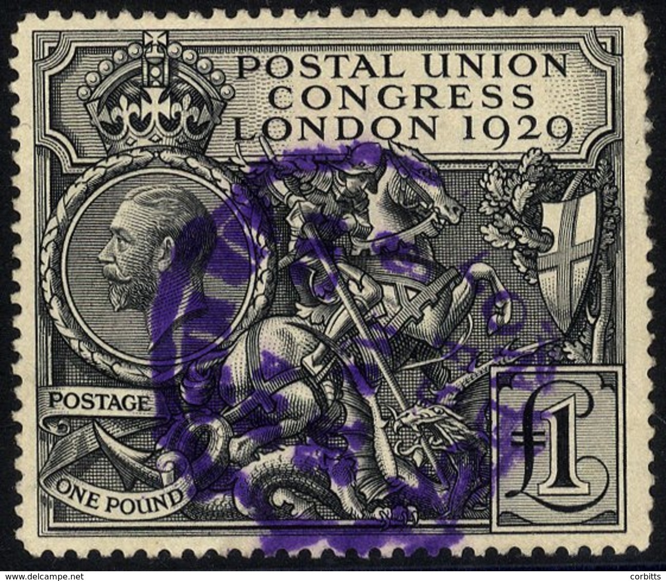 1929 £1 PUC, Good U Example With A Purple Postmark, Small Closed Tear At Upper Left, SG.438. - Other & Unclassified