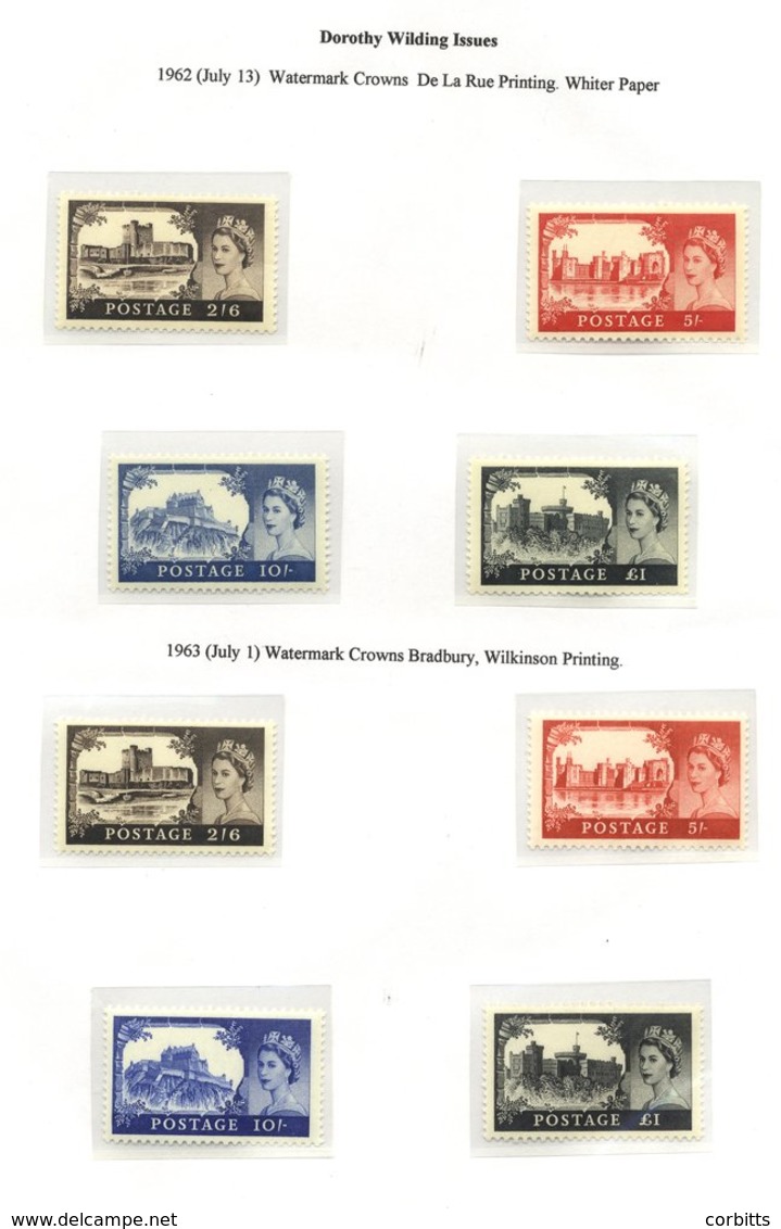 WILDINGS & CASTLE DEFINITIVES Collection On Leaves Of UM Or M. Highlights Incl. Castle High Value Sets For 1955 Waterlow - Other & Unclassified
