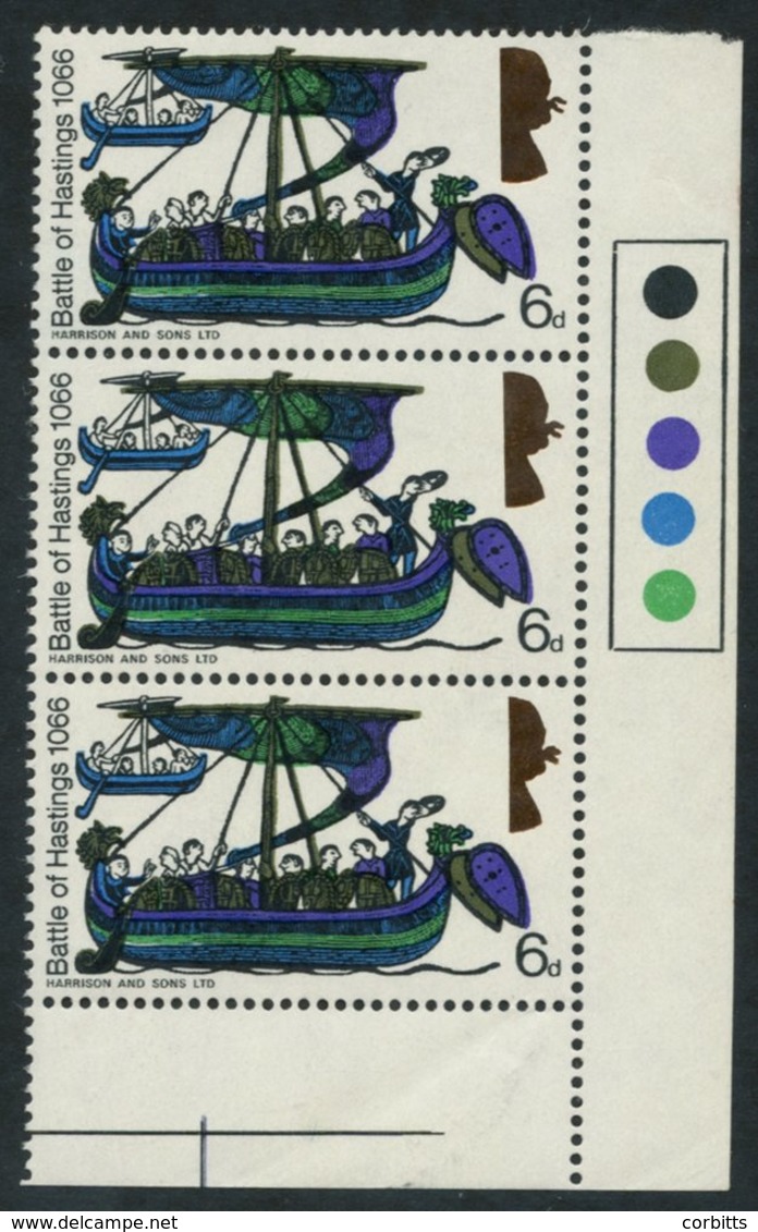1966 Hastings 6d In Corner Marginal Vertical Strip Of Three With Traffic Lights, Each Stamp With Half The Queen's Head O - Other & Unclassified