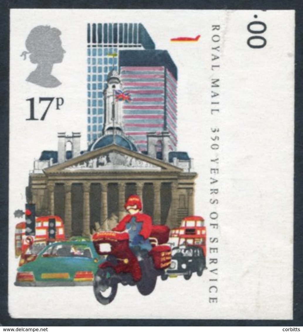 1985 350 Years Of Royal Mail Postal Service 17p UM, Right Side Marginal Imperf Single Example, Slight Tear Between Stamp - Other & Unclassified