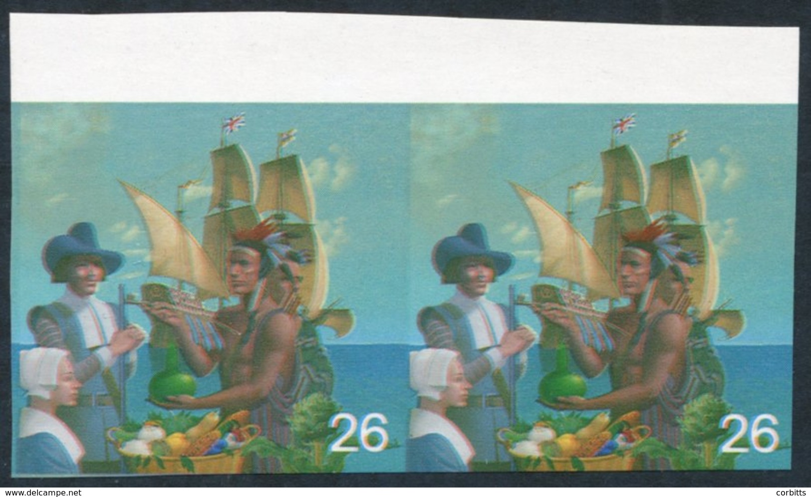 1999 Millennium Settlers 26p Top Marginal Imperf Proof Pair With Some Silver & Phosphor Omitted. SG.H2085var. - Other & Unclassified