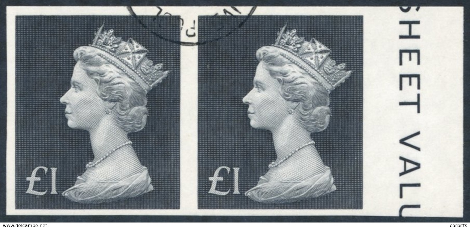 1970 £1 Redrawn Machin Marginal Imperf Pair, VFU, SG.831bvar. - Other & Unclassified