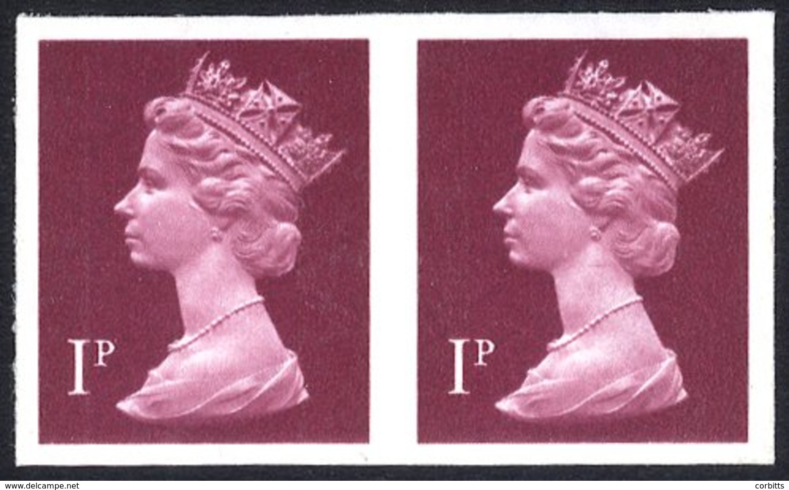 1971-96 1p Crimson (two Bands) Imperf Pair UM, SG.X844a, Cat. £1700 - Other & Unclassified