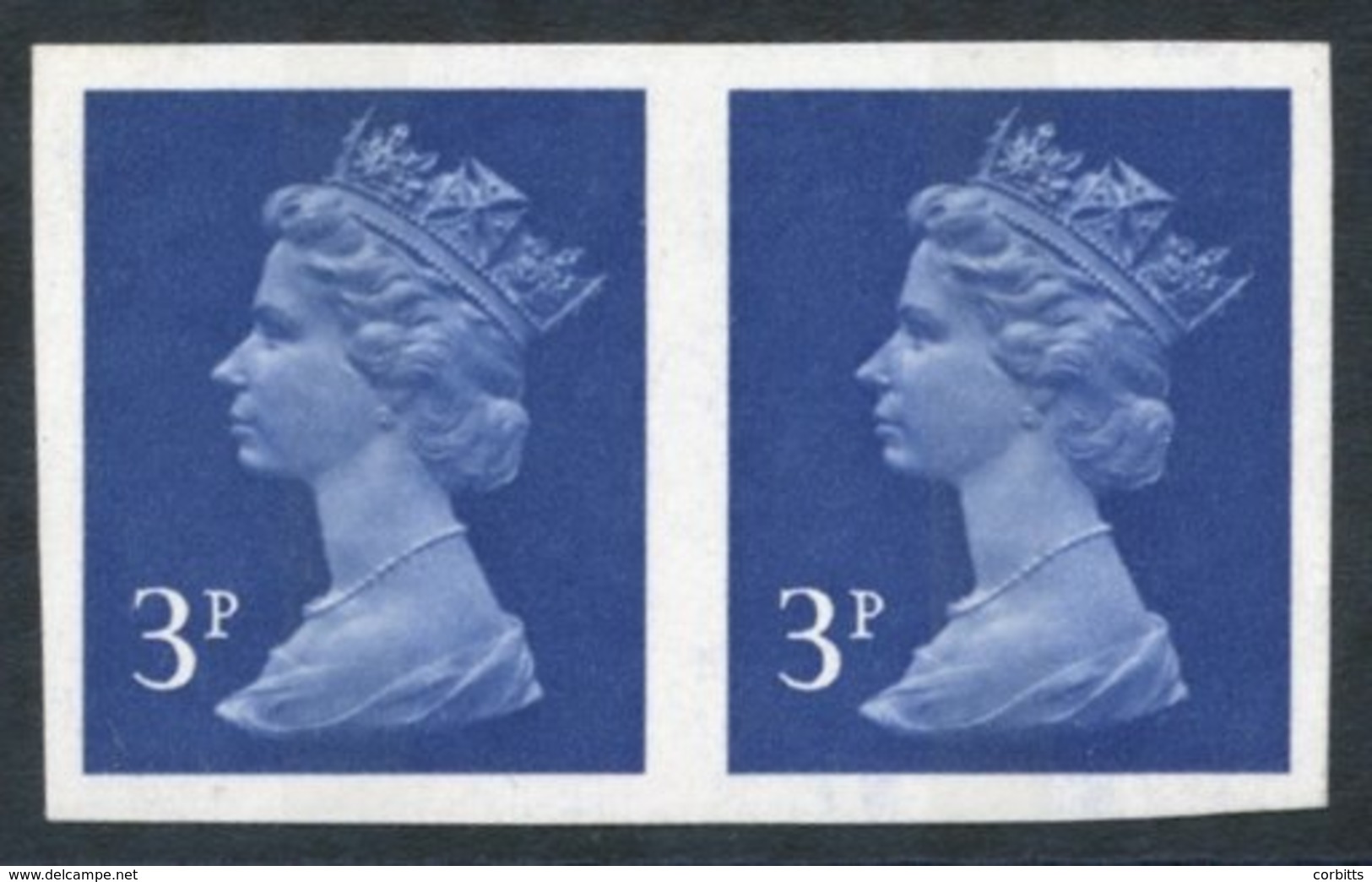 1973 3p Ultramarine (1 Centre Band) Imperf Pair UM, SG.X856a. (2) Cat. £350 - Other & Unclassified