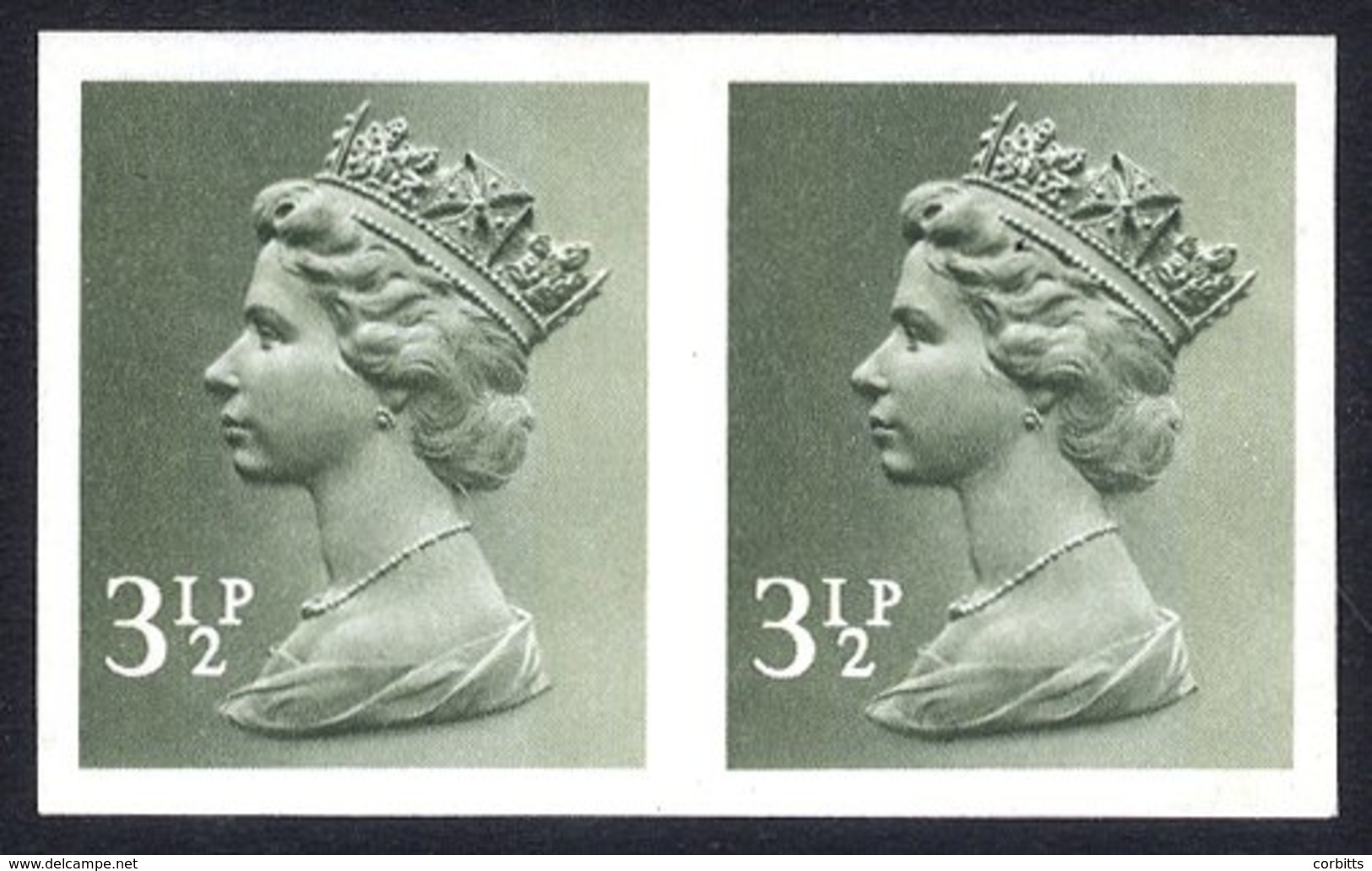 1971-96 3½p Olive Grey (two Bands) Imperf Pair UM, SG.X858a. (2) Cat. £600 - Other & Unclassified