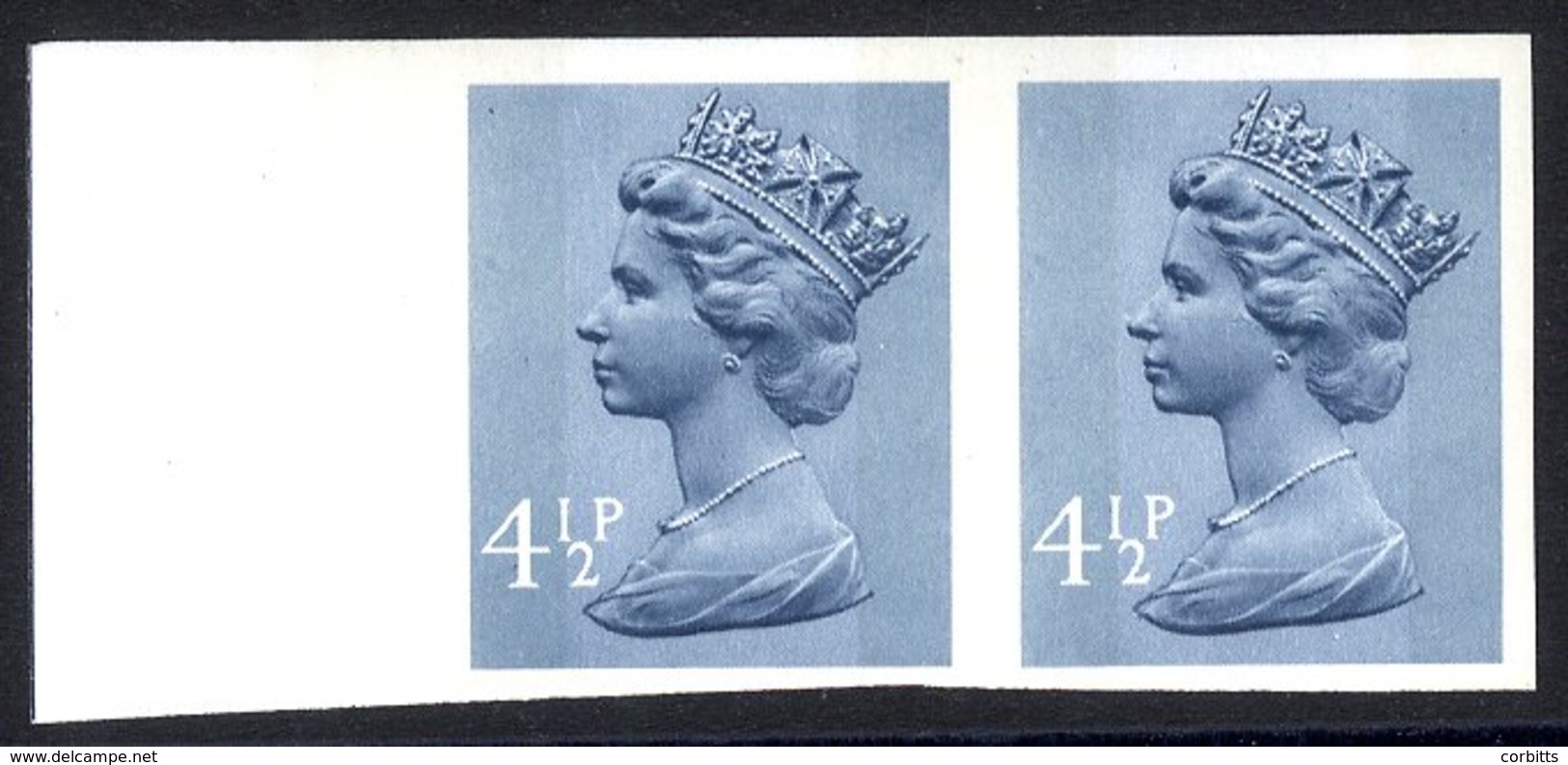 1973 4½p Grey Blue In A Left Margin Imperf Pair UM, SG.X865a, Cat. £525 - Other & Unclassified