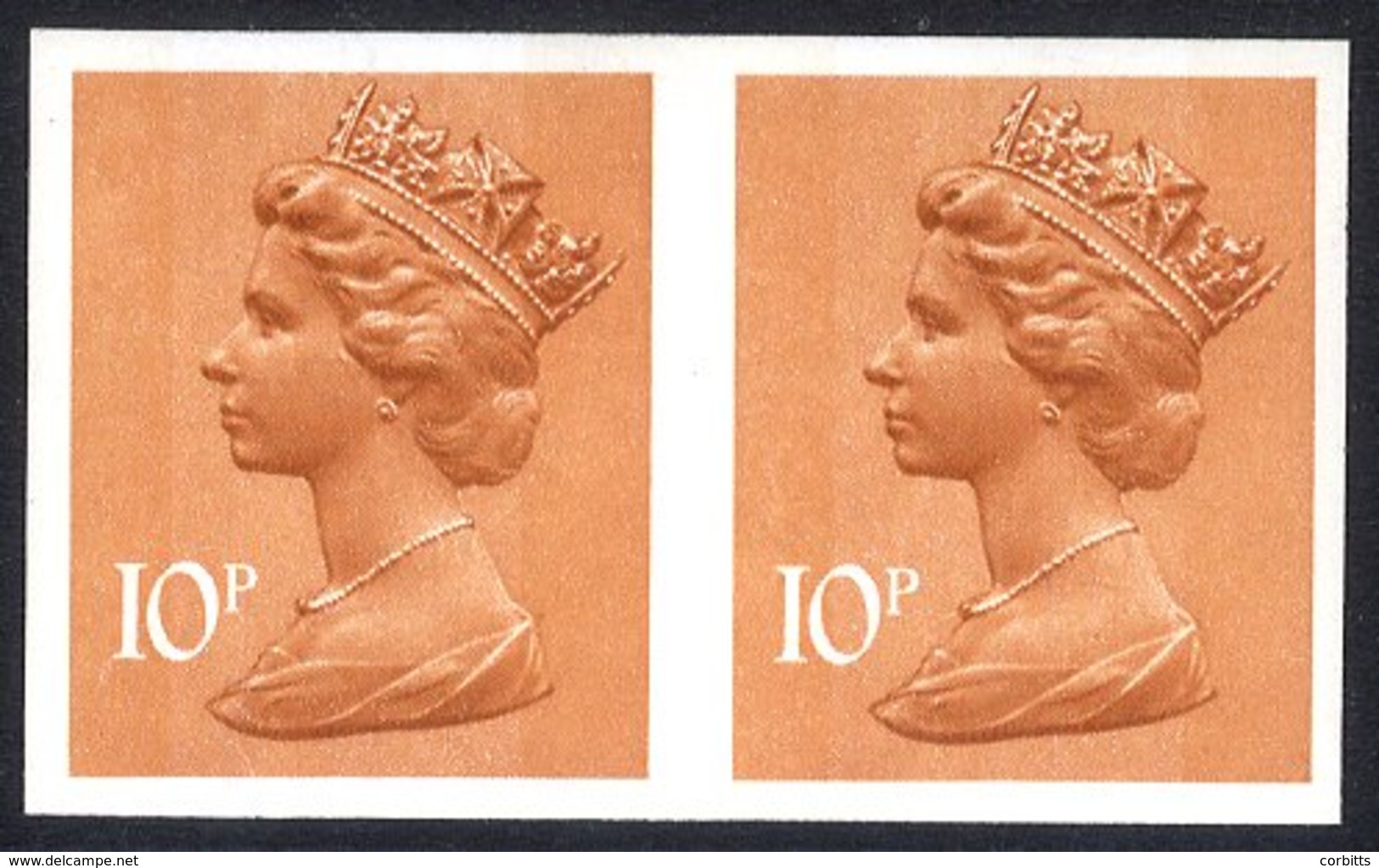 1976 10p Orange Brown (two Bands) Imperf Pair UM, SG.X886a, Cat. £375 - Other & Unclassified