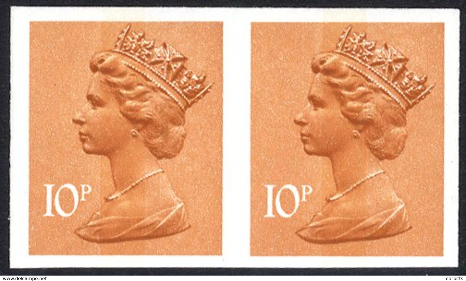 1980 10p Orange Brown (1 Centre Band) Imperf Pair UM, SG.X888a. Cat. £375 - Other & Unclassified