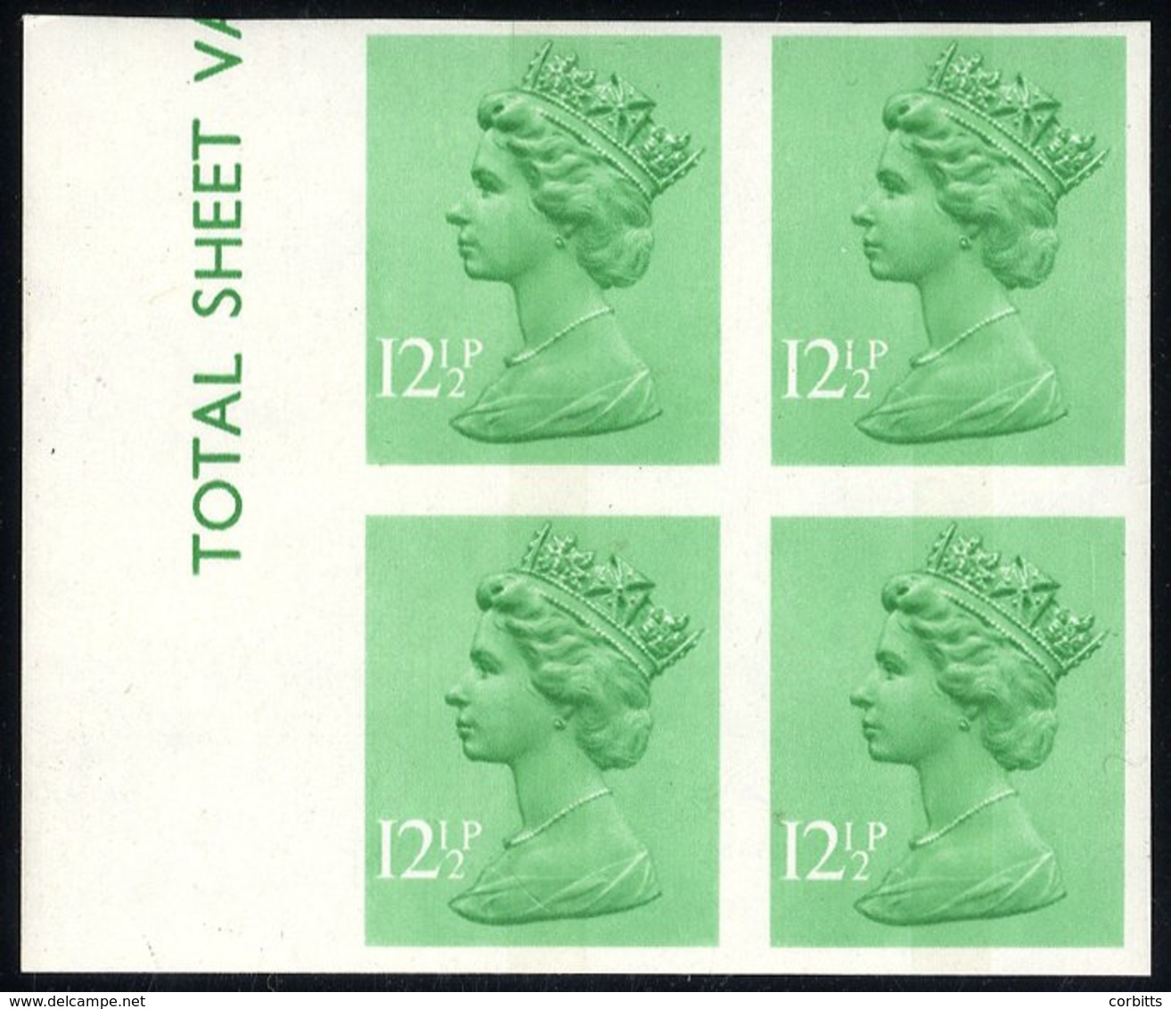 1982 12½p Light Emerald (centre Band) Left Side Marginal UM Block Of Four, SG.X898a, Cat. £240. (4) - Other & Unclassified