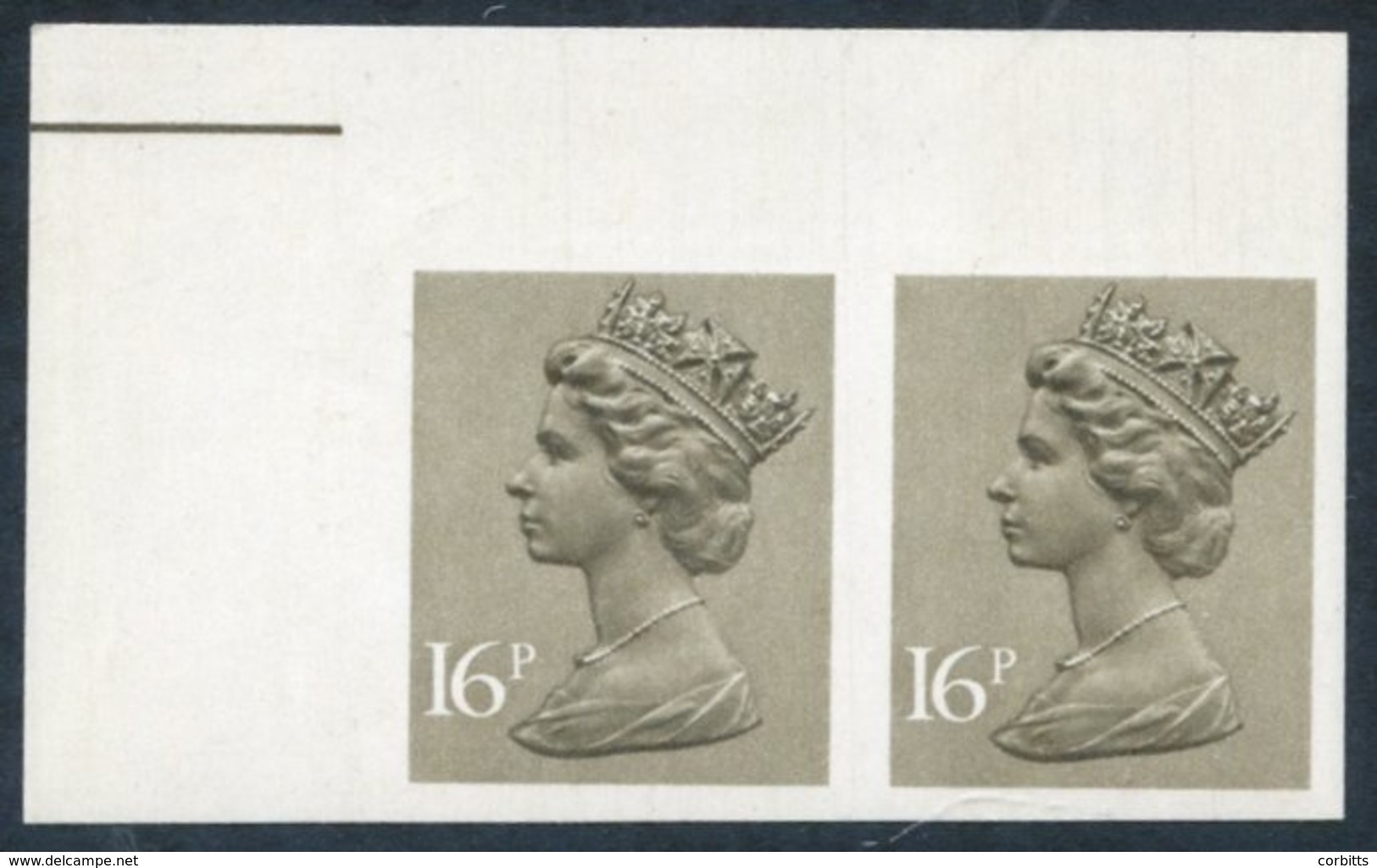 1983 16p Drab Upper Left Corner Marginal Imperf Pair, SG.X949a. (2) Cat. £200 - Other & Unclassified