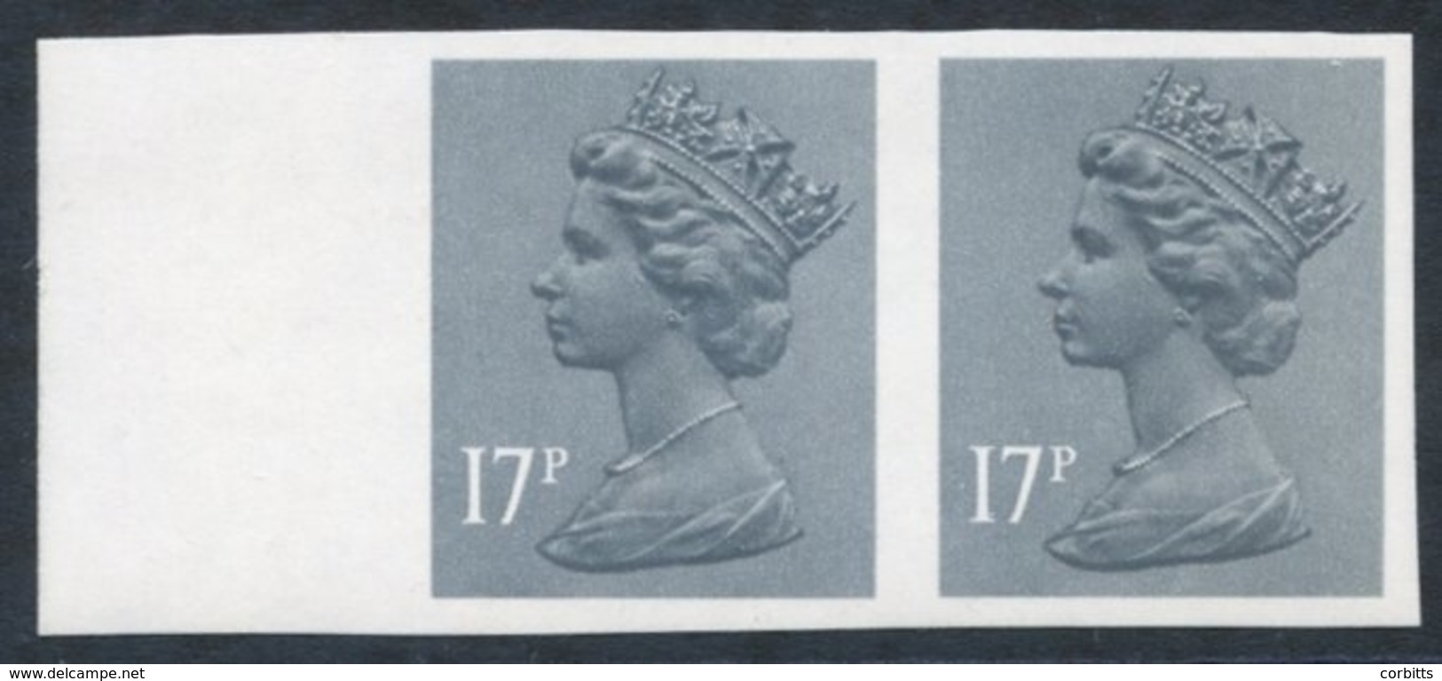 1983 17p Grey Blue UM Marginal Imperf Pair, SG.X952a, Cat. £400 - Other & Unclassified