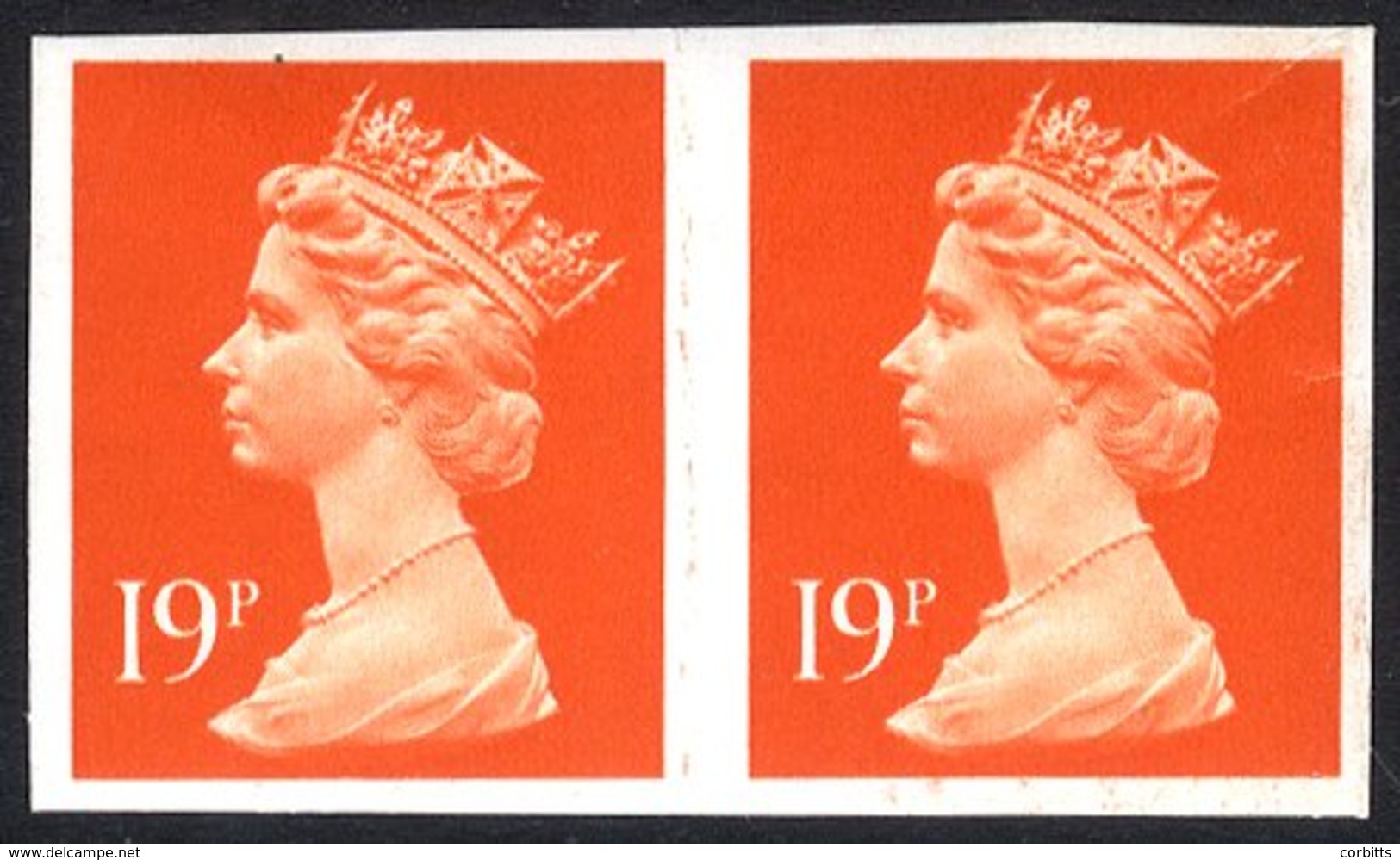 1988 19p Bright Orange Red, UM Imperf Pair, SG.X956a, Cat. £500. - Other & Unclassified