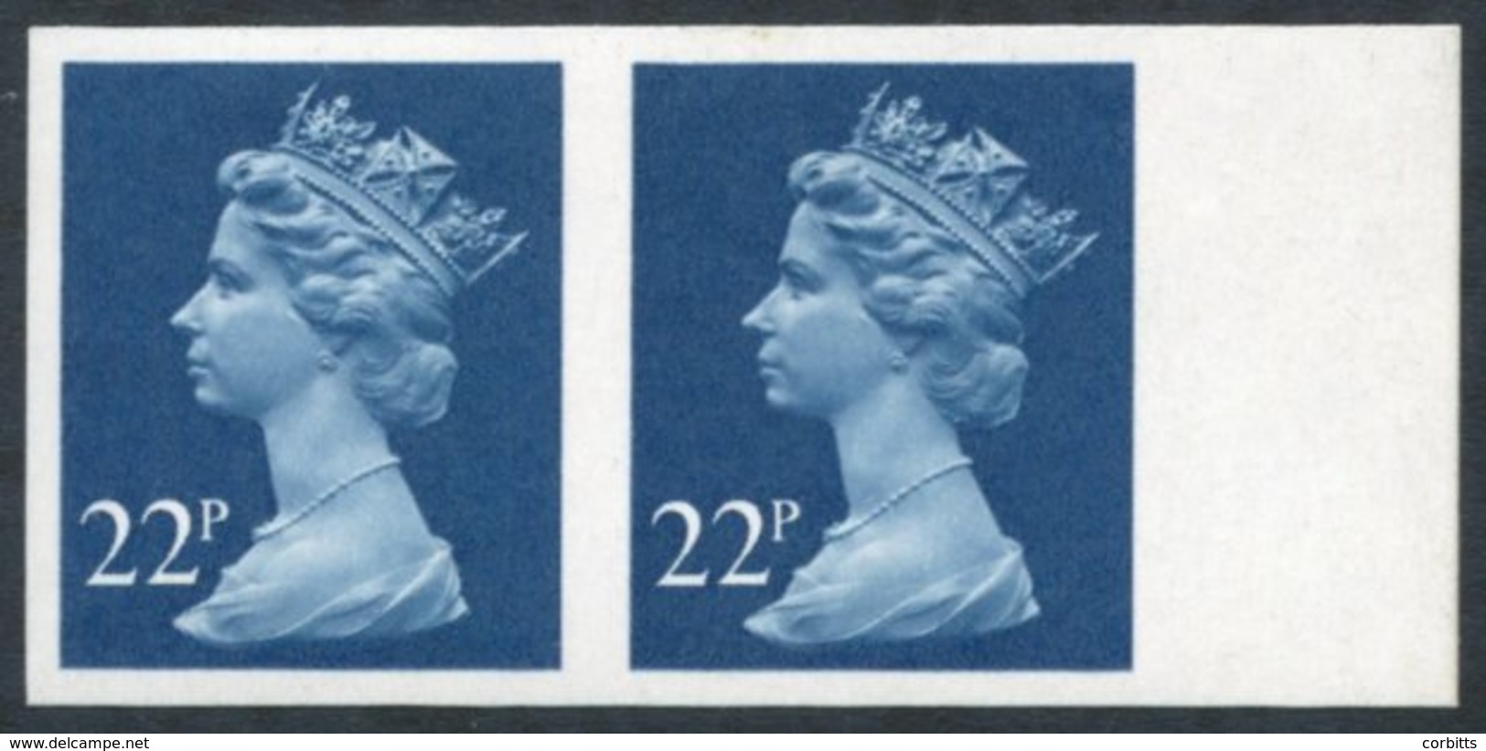 1980 22p Blue Imperf Right Side Marginal Pair UM, SG.X962a. (2) Cat. £325 - Other & Unclassified