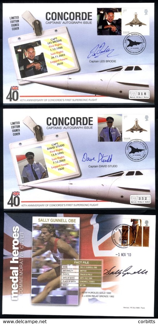 1995-2010 Signed Commemorative Covers Range Of 27 Incl. Concorde (16) Bearing Captain's Signatures, Medal Heroes - Signa - Autres & Non Classés