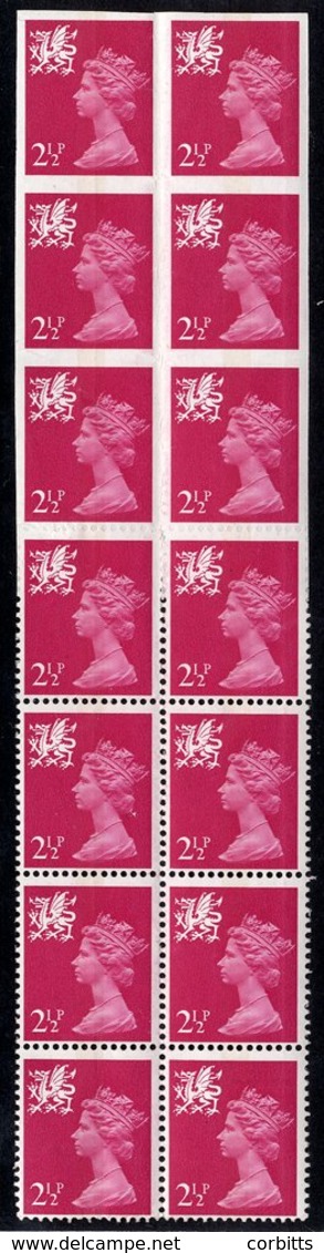 WALES 1971-93 2½p Bright Magenta Centre Band, Gum Arabic In A Block Of Fourteen (2x7) With The Top Two Pairs Imperf With - Altri & Non Classificati