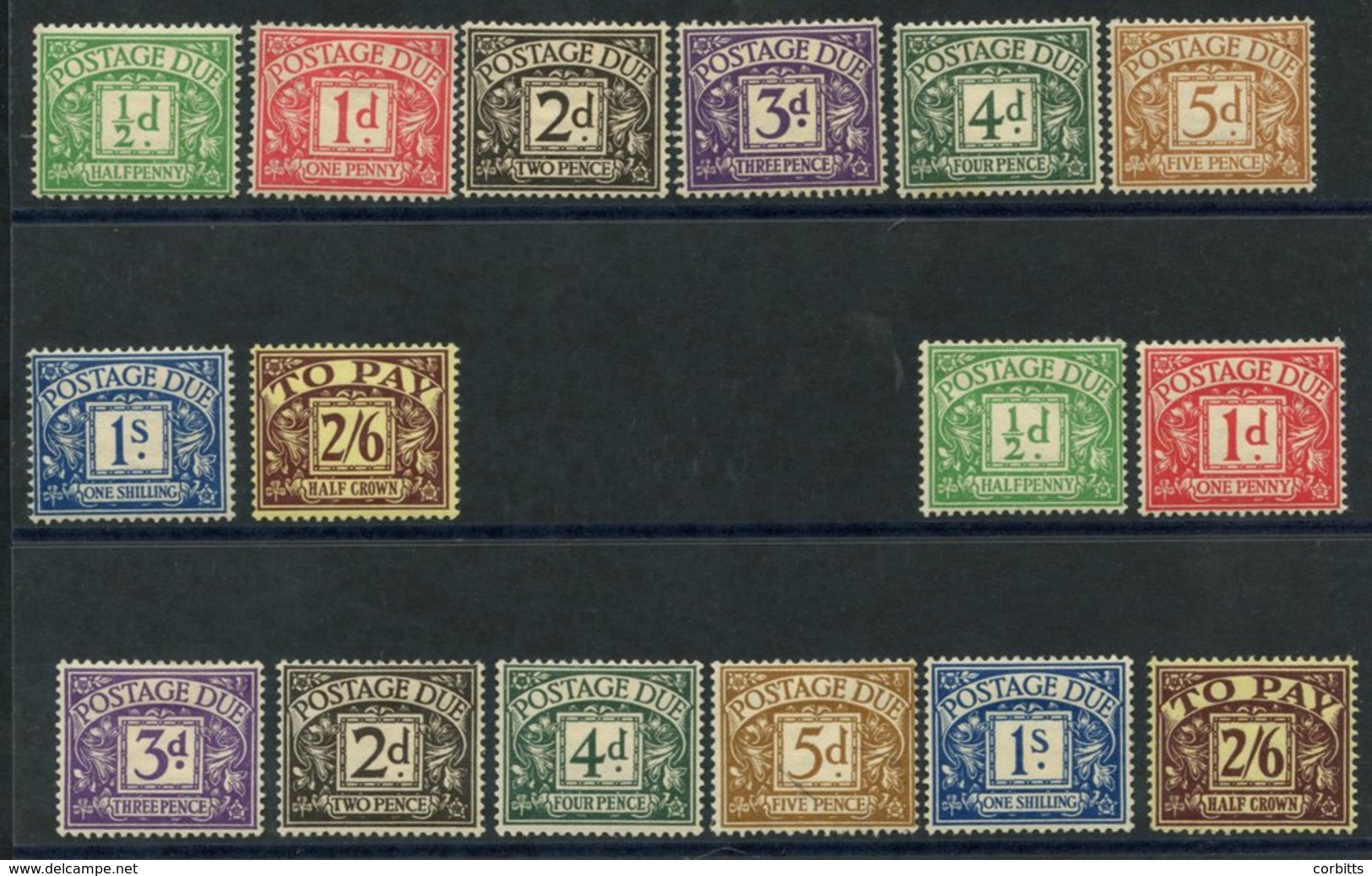 1936-37 Set M, SG.D19/D26 & 1937-38 Set M, SG.D27/D34. (16) - Altri & Non Classificati