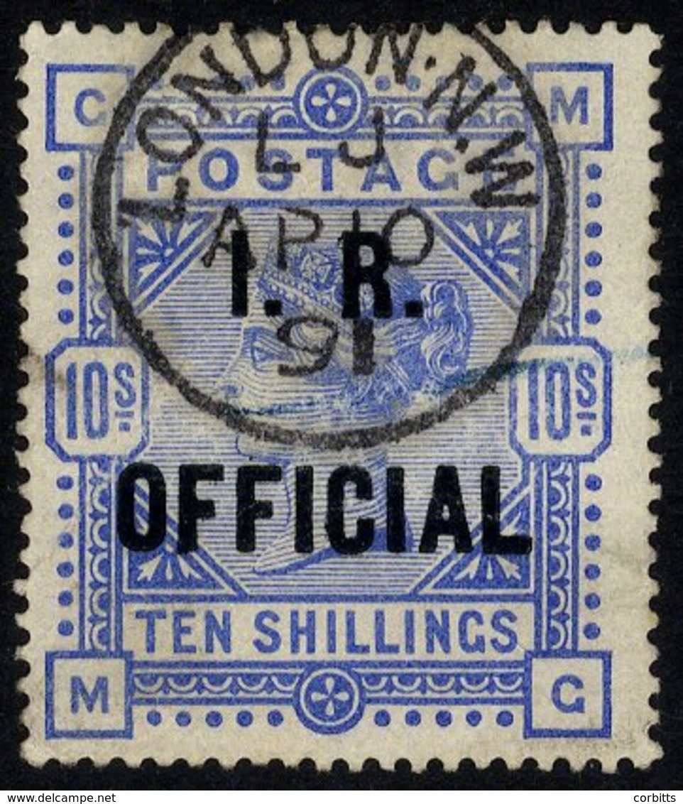 I.R OFFICIAL 1890 10s Ultramarine, Superb U Example With Fine Upright Strike Of The 'London N.W AP.10.91' C.d.s, Slight  - Altri & Non Classificati