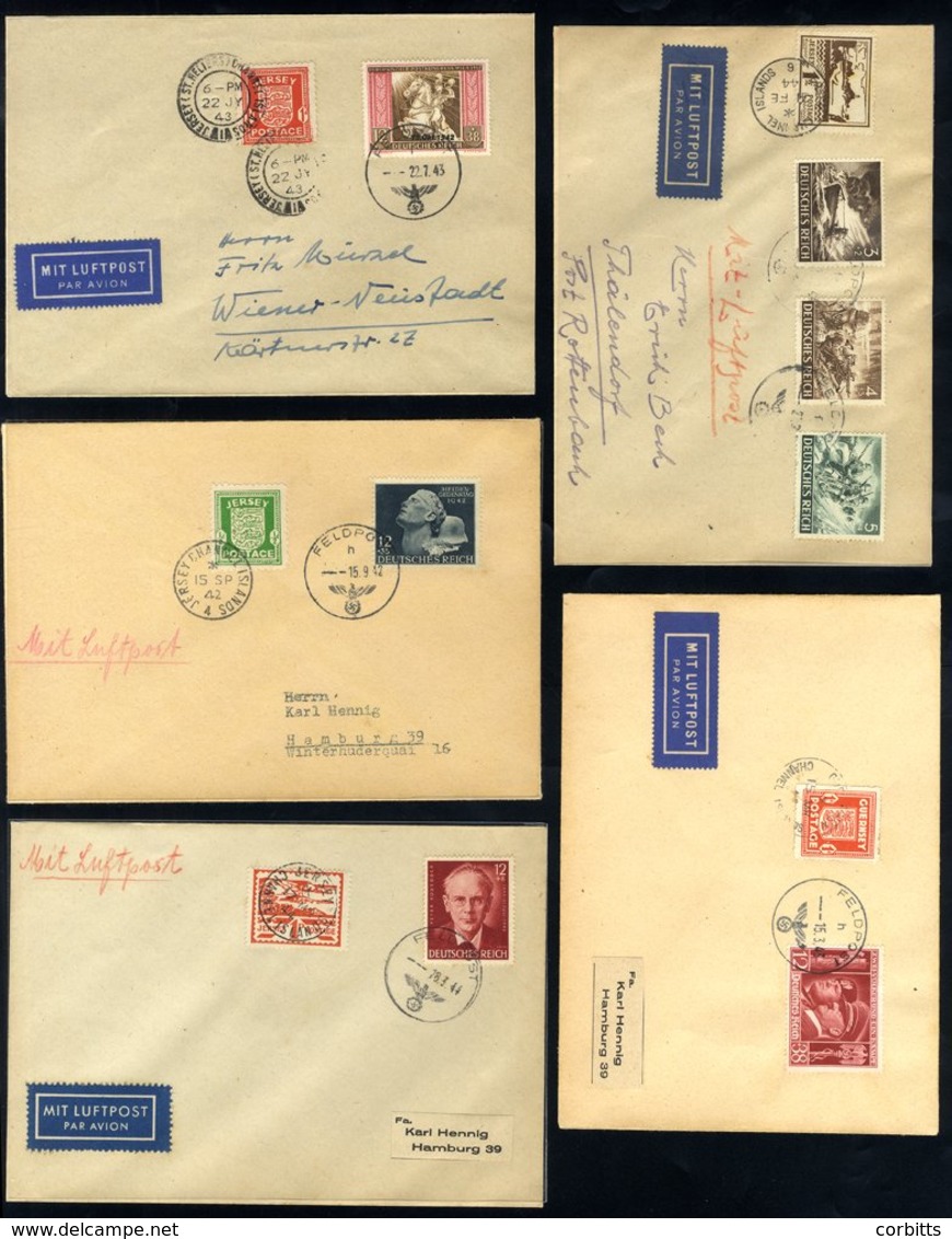 GERMAN OCCUPATION Of Channel Islands Collection Of Wartime Covers (18) Incl. Mixed Channel Islands + German Frankings, B - Altri & Non Classificati