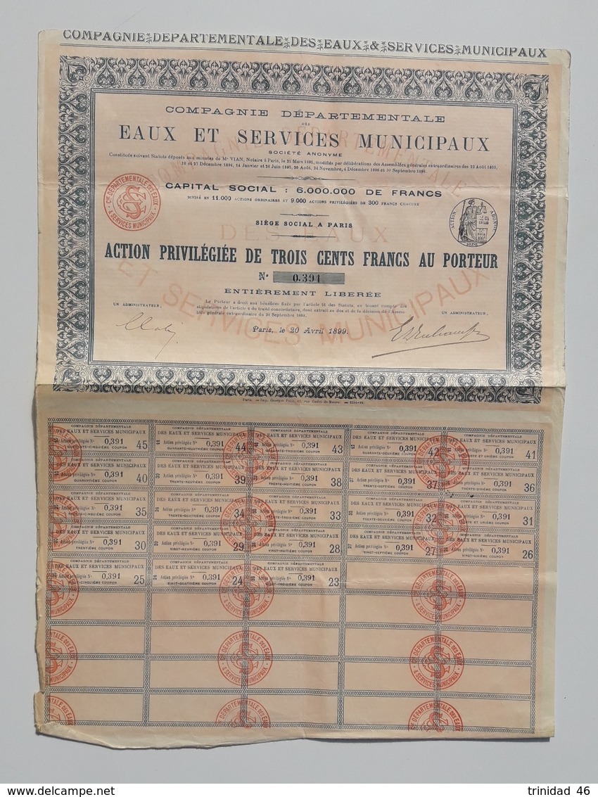 ACTION TITRE EAUX ET SERVICES MUNICIPAUX 1899 - D - F