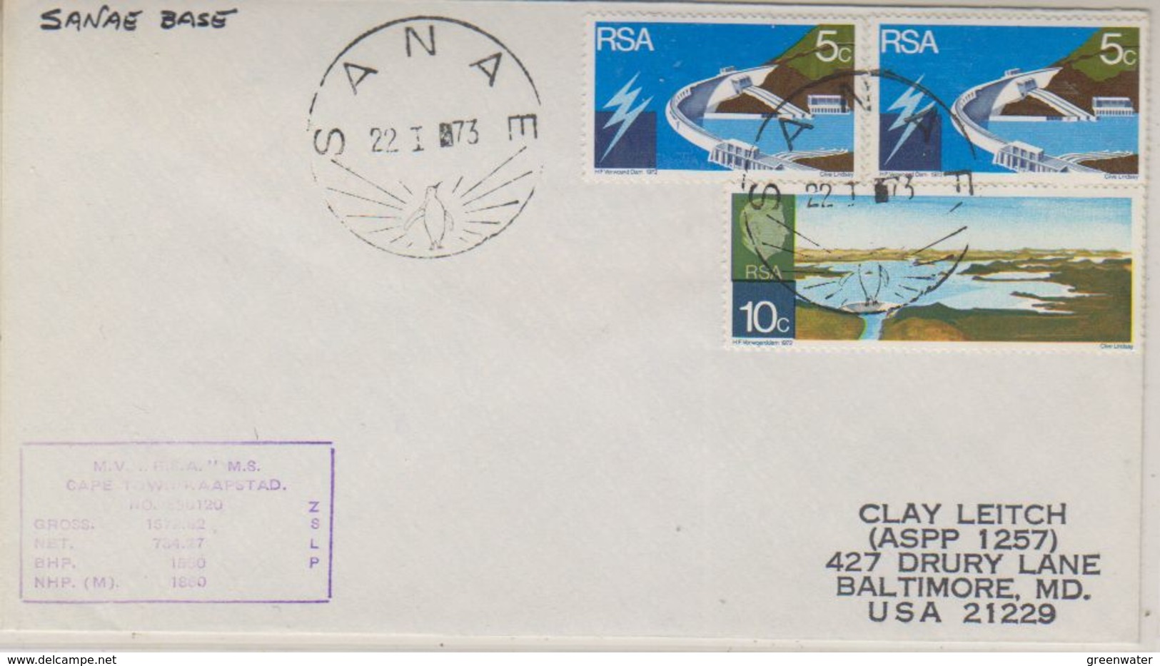 Sanae Base 1973 Cover To The USA Ca 22 I 73 (38440) - Andere & Zonder Classificatie