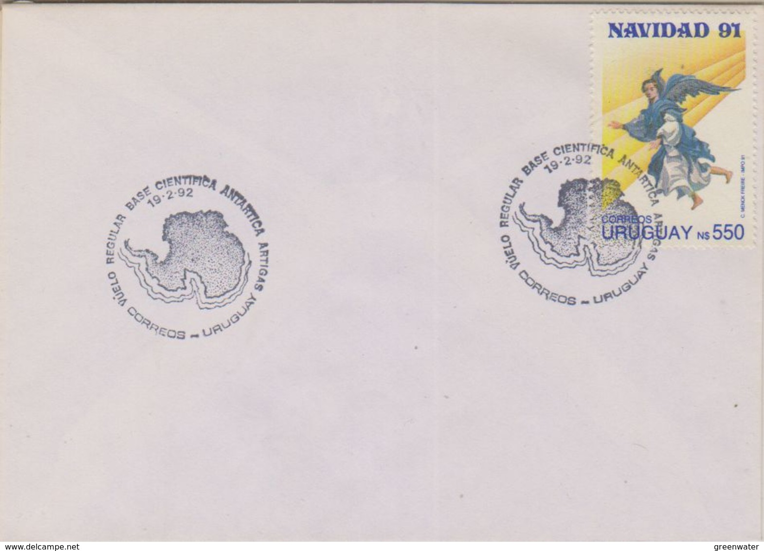 Uruguay 1992 Antarctica / Base Artigas / Christmas Cover  (38443) - Andere & Zonder Classificatie