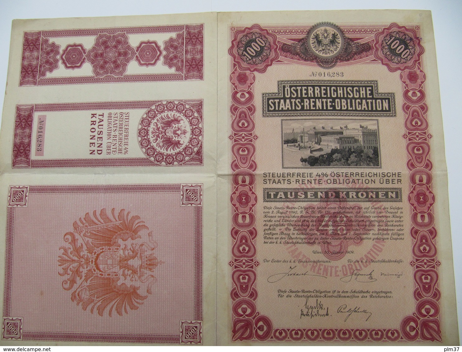 1 Action - Osterreichische Staats Rente Obligation - WIEN, 1909 - Banque & Assurance