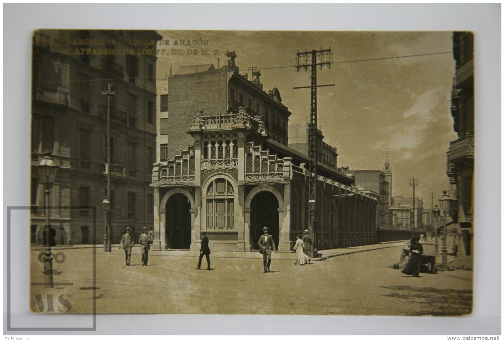 Antique  Photographic Postcard Barcelona - Train Station Calle Aragón - Edited B.L. - - Barcelona