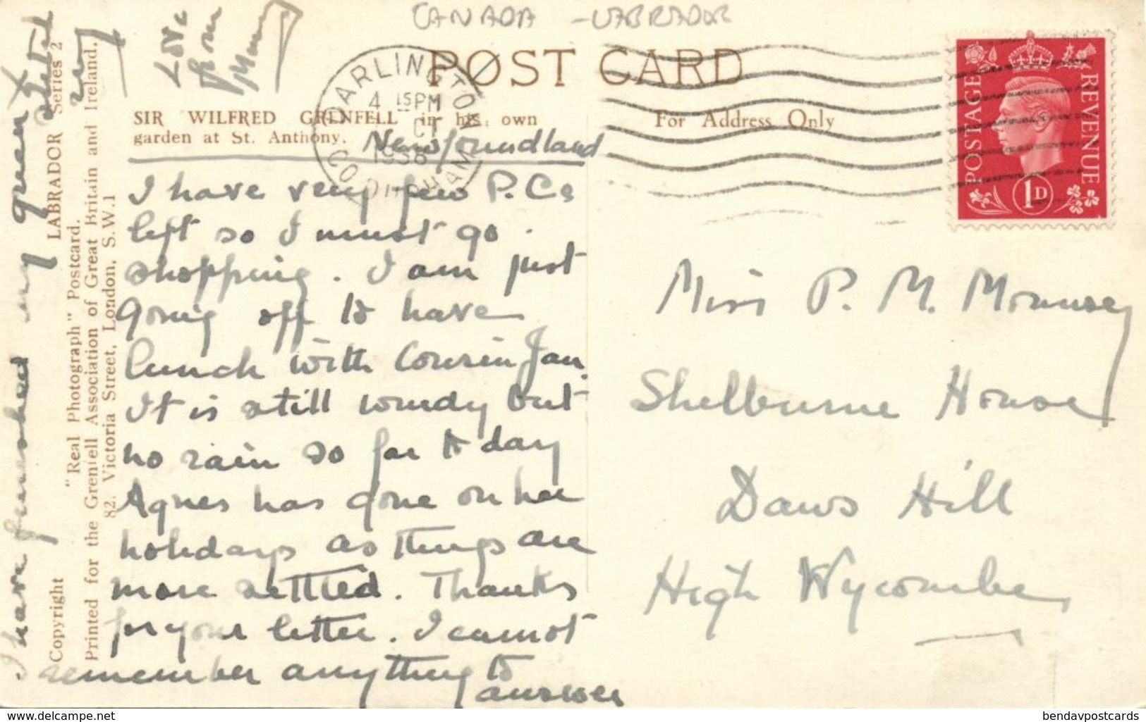 Canada, St. ANTHONY, Labrador, Sir Wilfred Grenfell In Garden 1938 RPPC Postcard - Autres & Non Classés