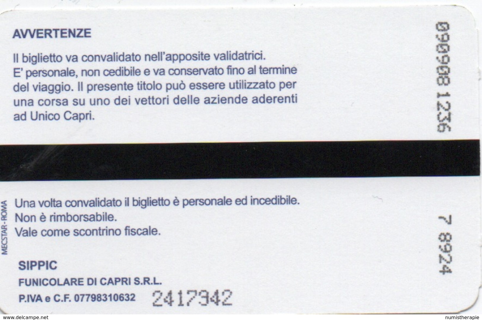 Ticket Bus : Ile De Capri, Italie : €1,40 : 09/09/2008 - Europa