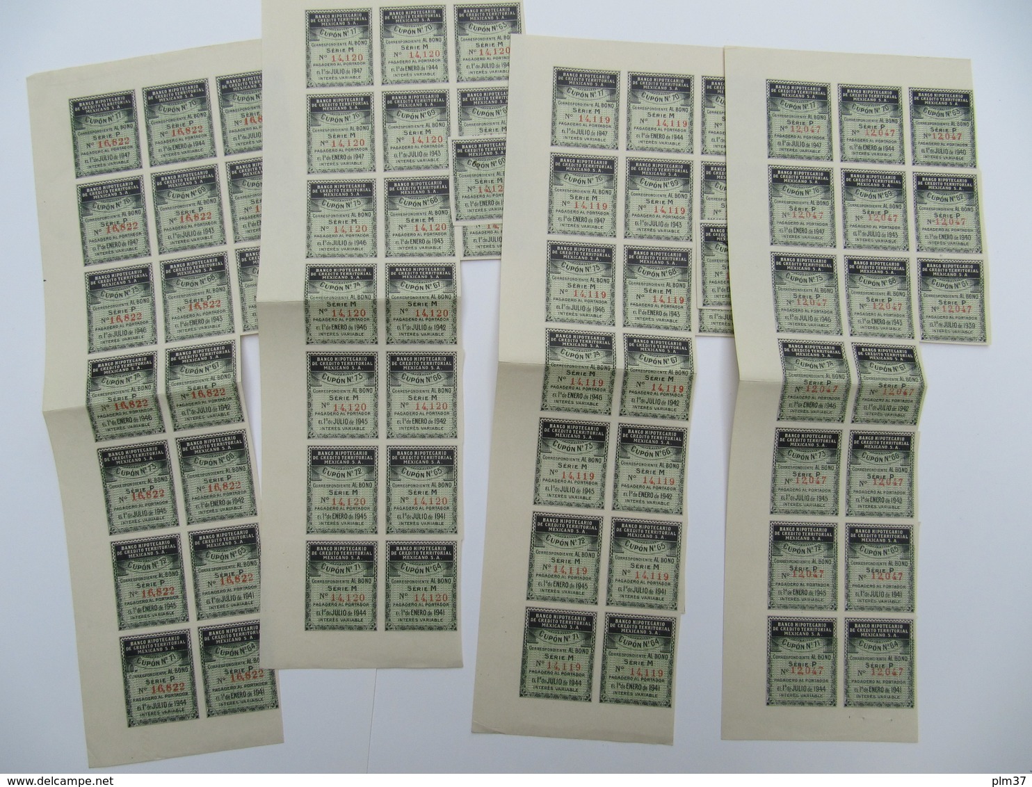 4 X  Actions + Coupons - Banco Hipotecario De Credito Territorial Mexicano - MEXICO, 1909-1910 - Banque & Assurance