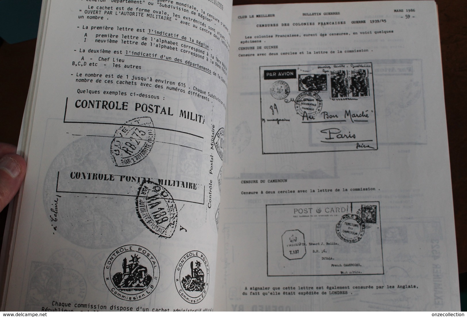OBLITERATIONS  DE  GUERRE   CLUB  LE  MEILLEUR   MARS  1986     BULLETIN   MARCOPHILE    76  PAGES            8  PHOTOS - Afstempelingen