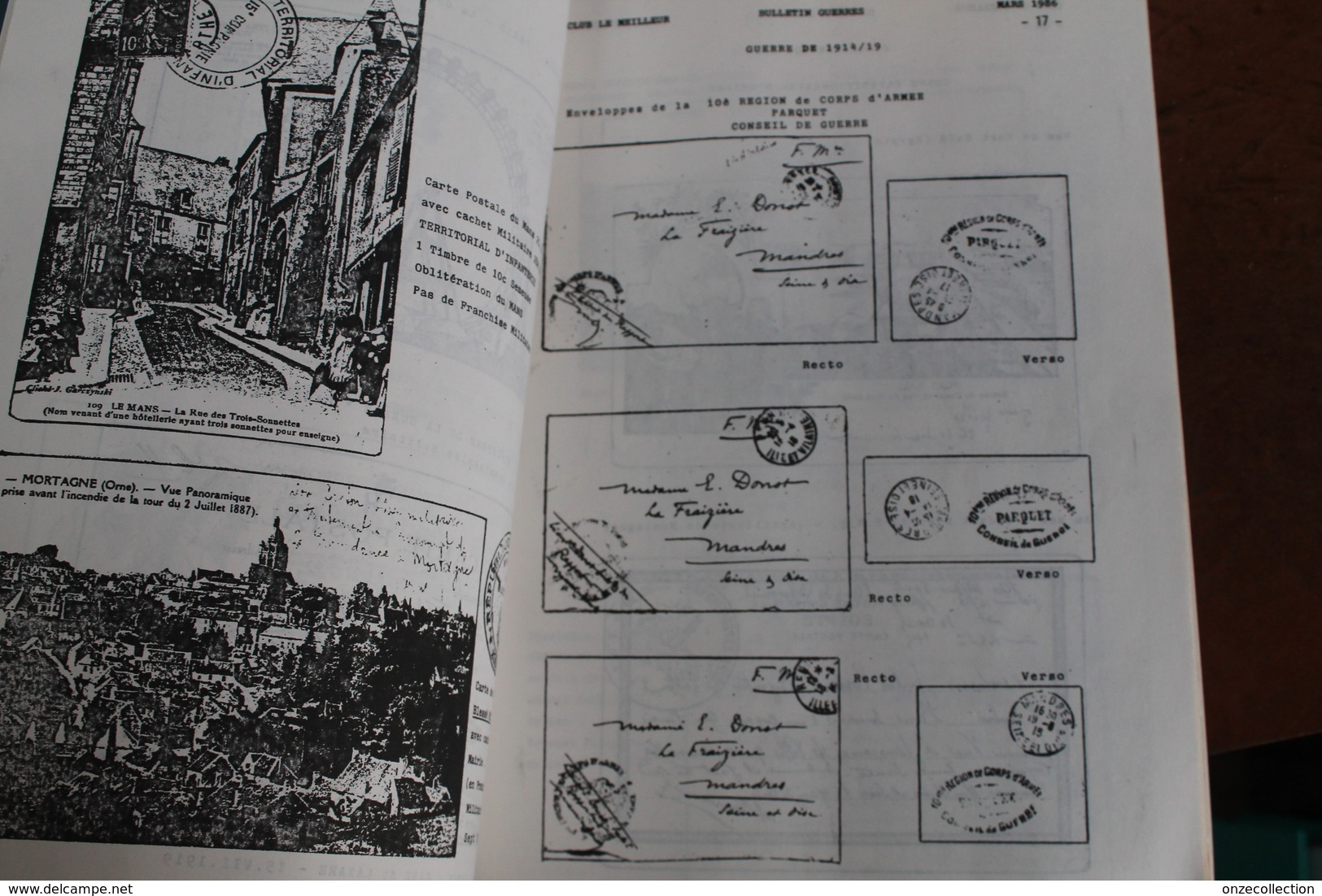 OBLITERATIONS  DE  GUERRE   CLUB  LE  MEILLEUR   MARS  1986     BULLETIN   MARCOPHILE    76  PAGES            8  PHOTOS