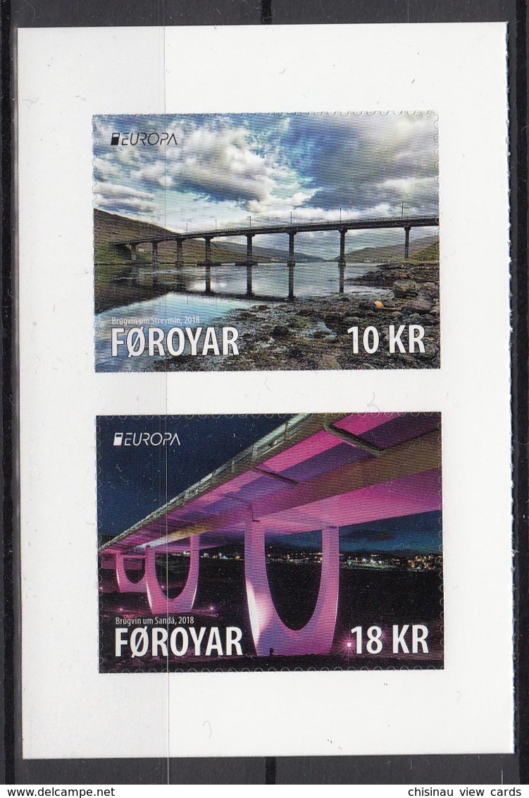 FAROE ISLANDS 2018 EUROPA BRIDGES.Set Of 2 Stamp Self Adhesiv - 2018