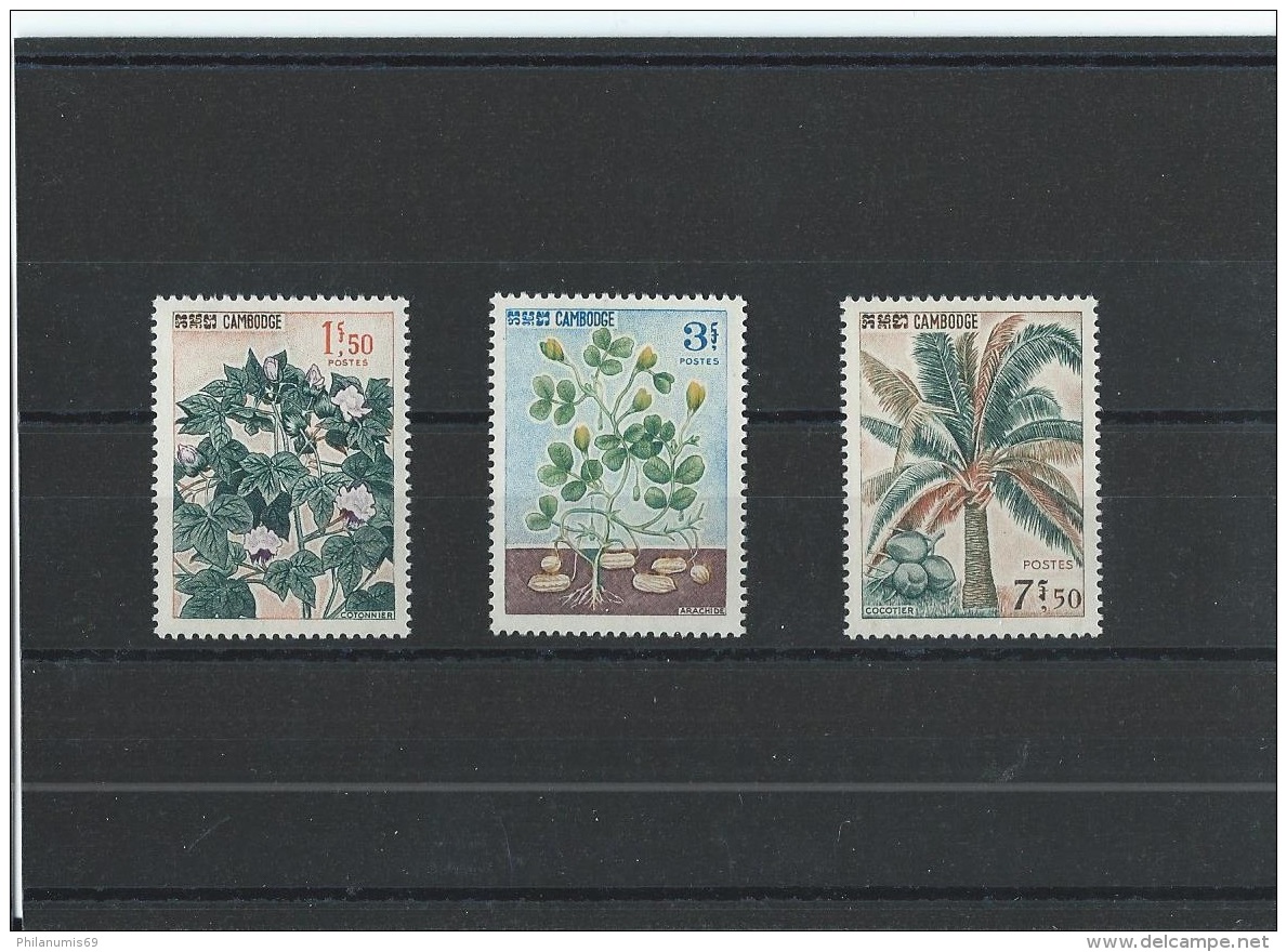 CAMBODGE 1965 - YT N° 164/166 NEUF SANS CHARNIERE ** (MNH) GOMME D'ORIGINE LUXE - Cambodia