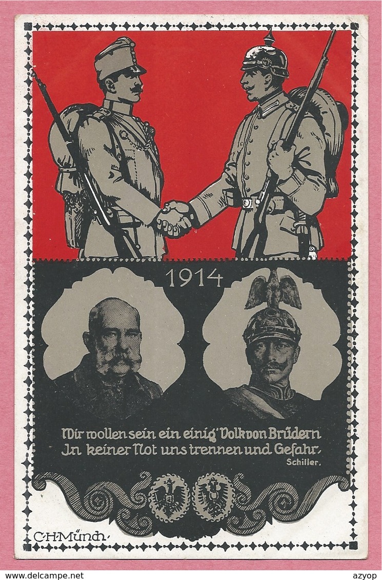 Guerre 14/18 - Carte Illustrée Allemande Signée C. H. MÜNCH - Kaiser - Guerra 1914-18